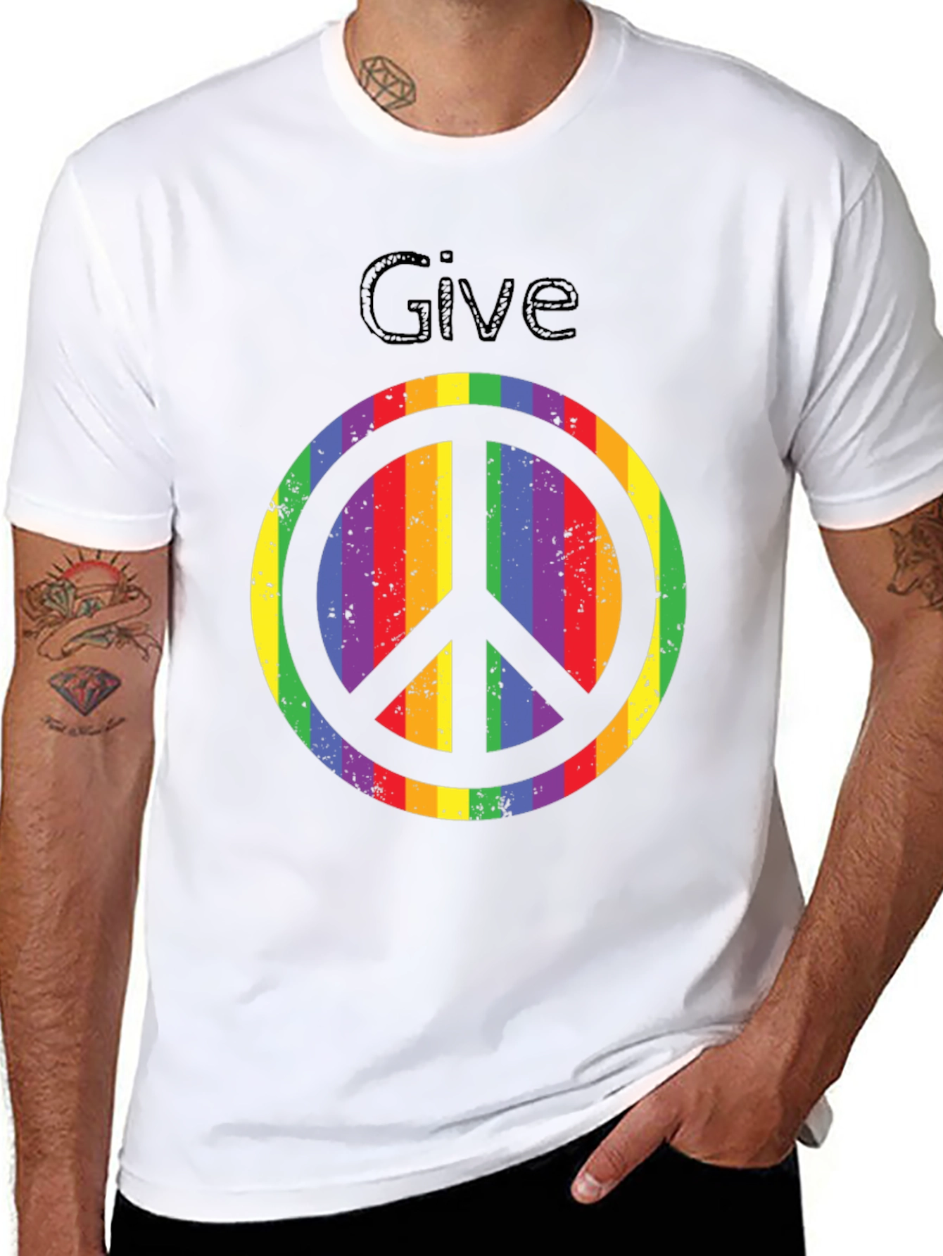 Rainbow Peace Sign Graphic Tee