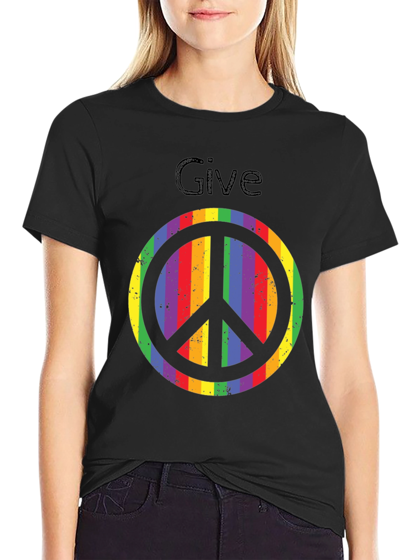 Rainbow Peace Sign Graphic Tee