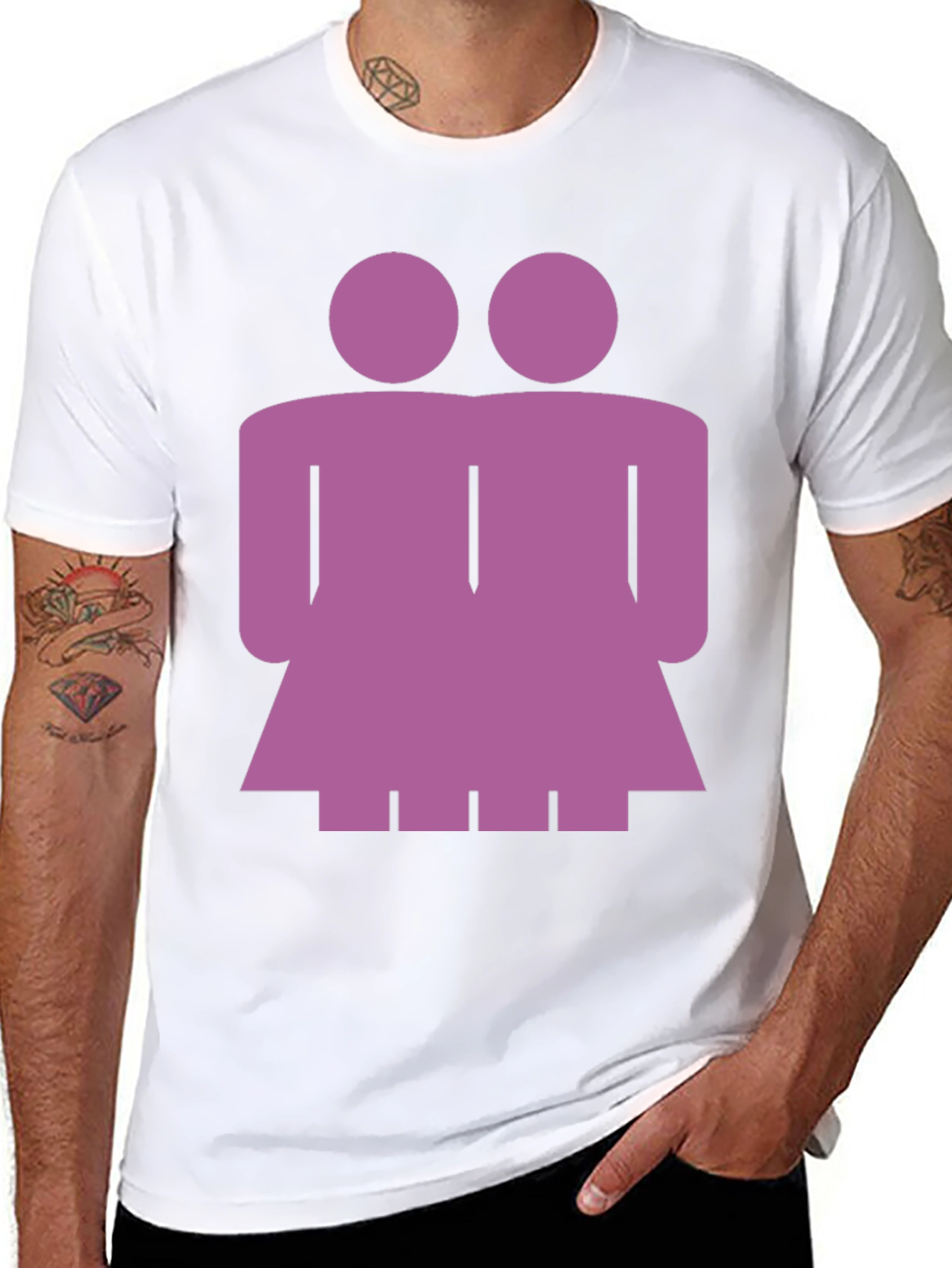 Purple Lesbian Couple Graphic Tee - Black