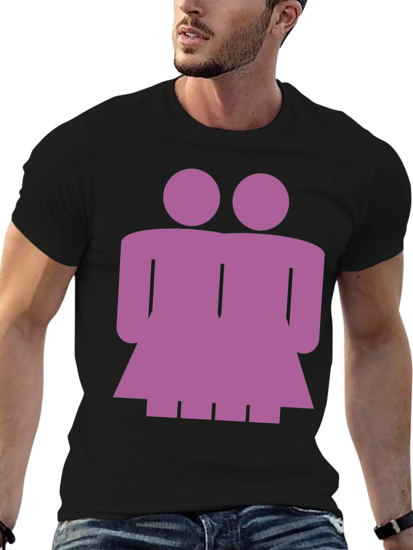 Purple Lesbian Couple Graphic Tee - Black