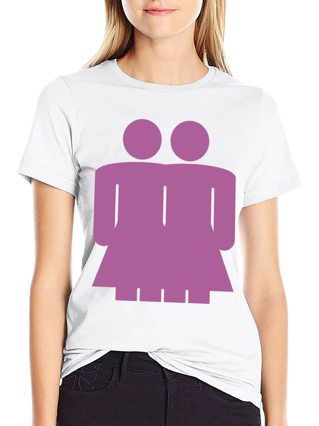 Purple Lesbian Couple Graphic Tee - Black