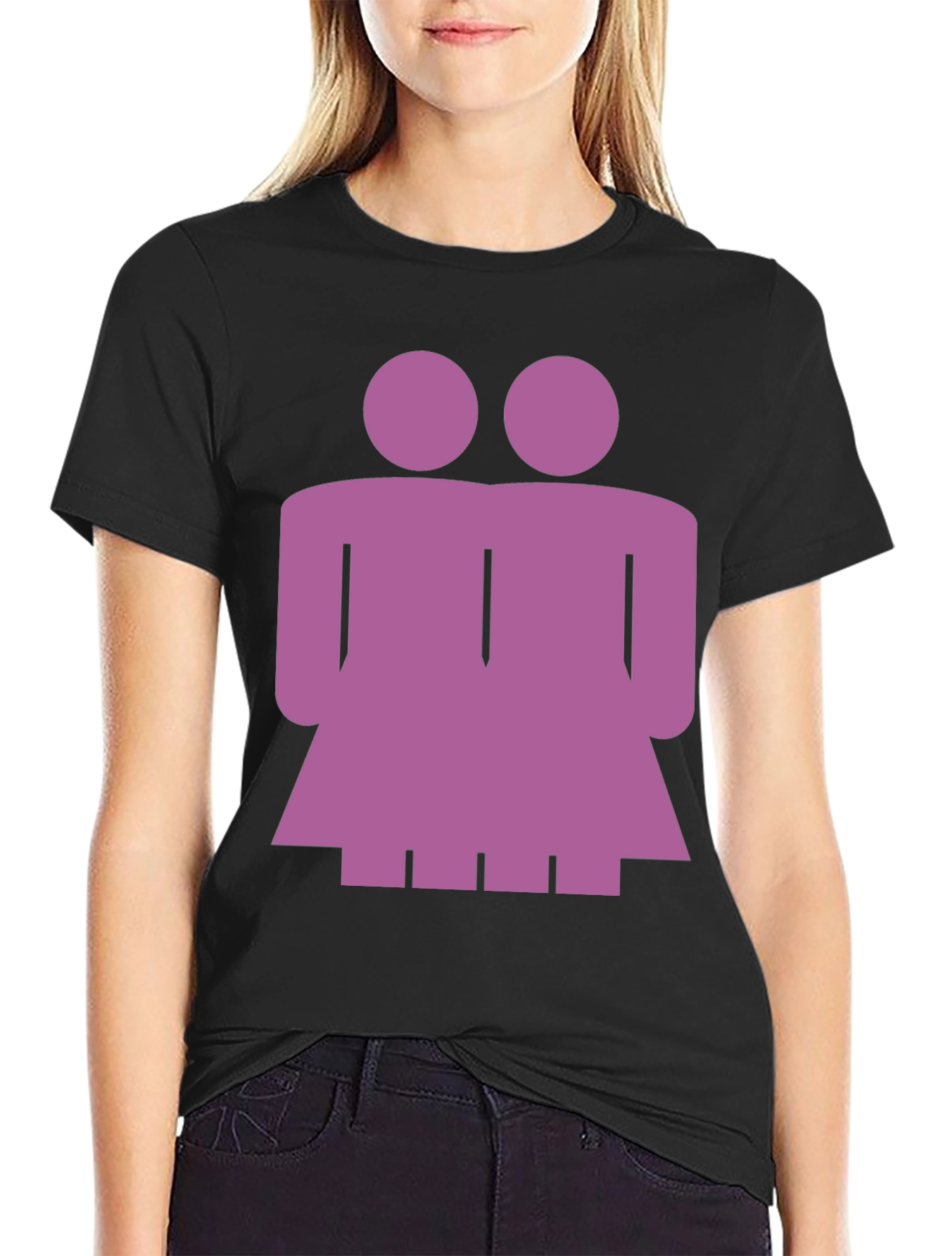 Purple Lesbian Couple Graphic Tee - Black