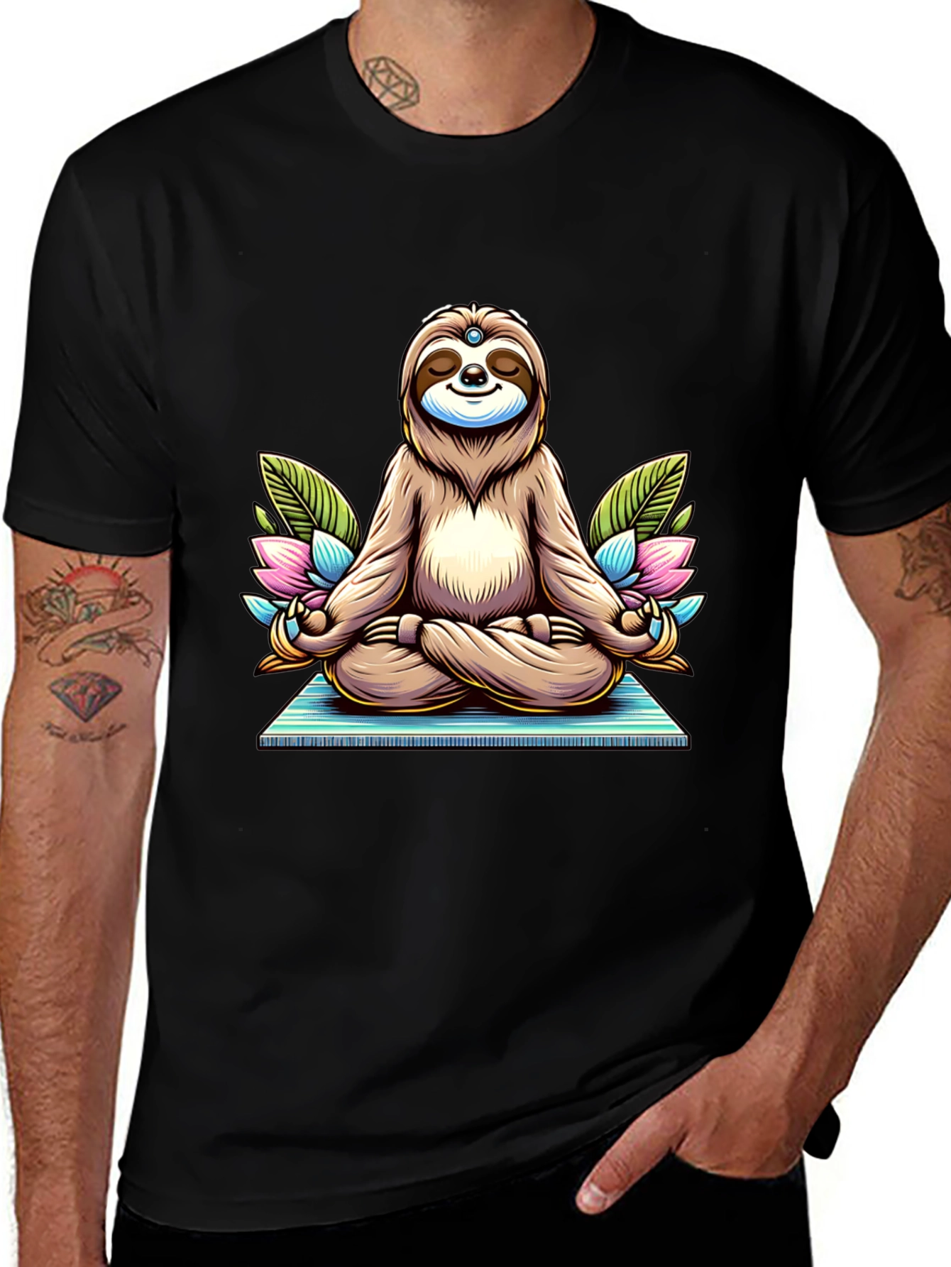 Meditating Sloth T-Shirt - Zen Cartoon Graphic Tee