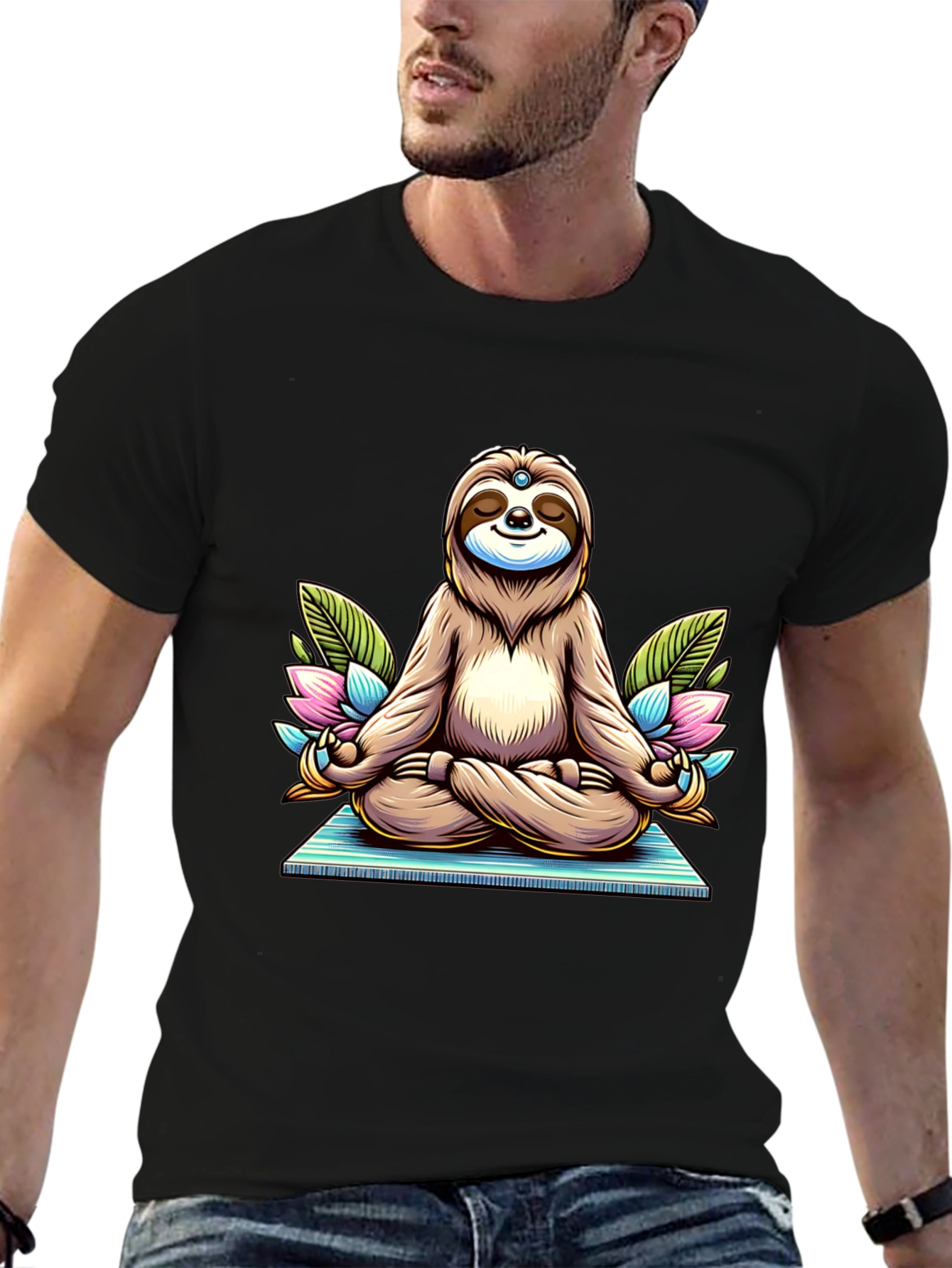 Meditating Sloth T-Shirt - Zen Cartoon Graphic Tee