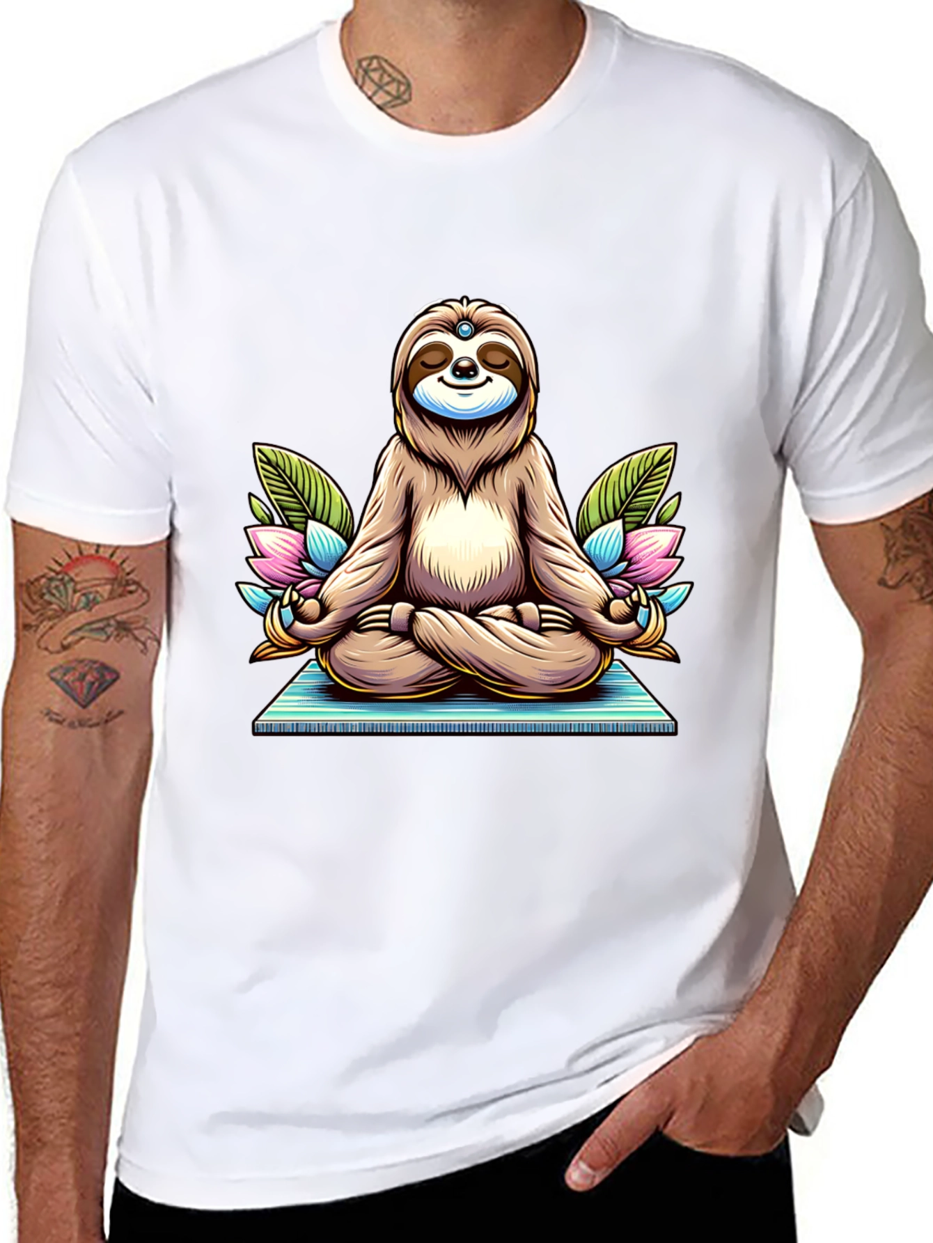 Meditating Sloth T-Shirt - Zen Cartoon Graphic Tee