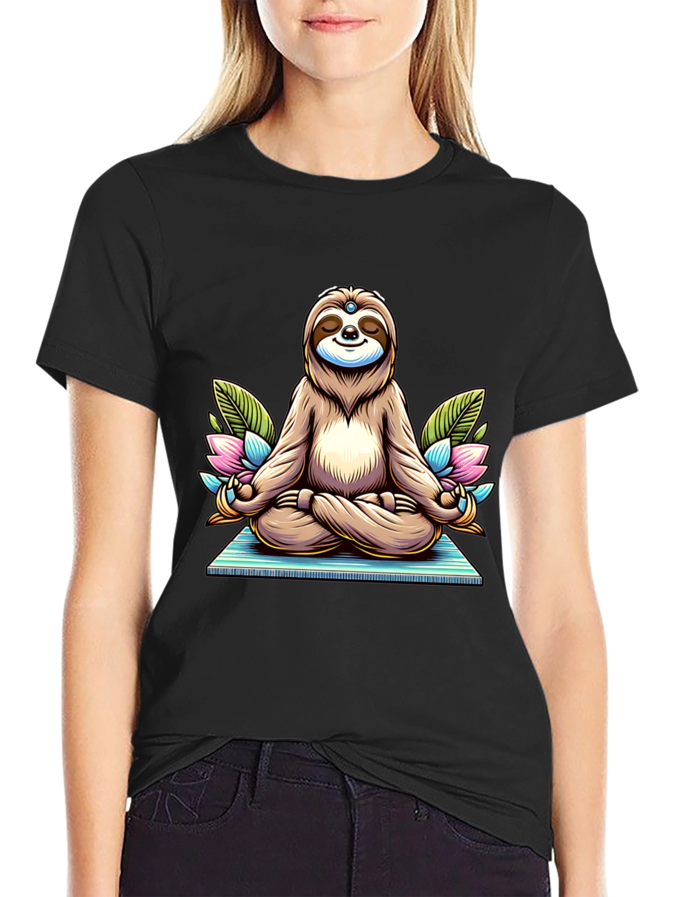 Meditating Sloth T-Shirt - Zen Cartoon Graphic Tee