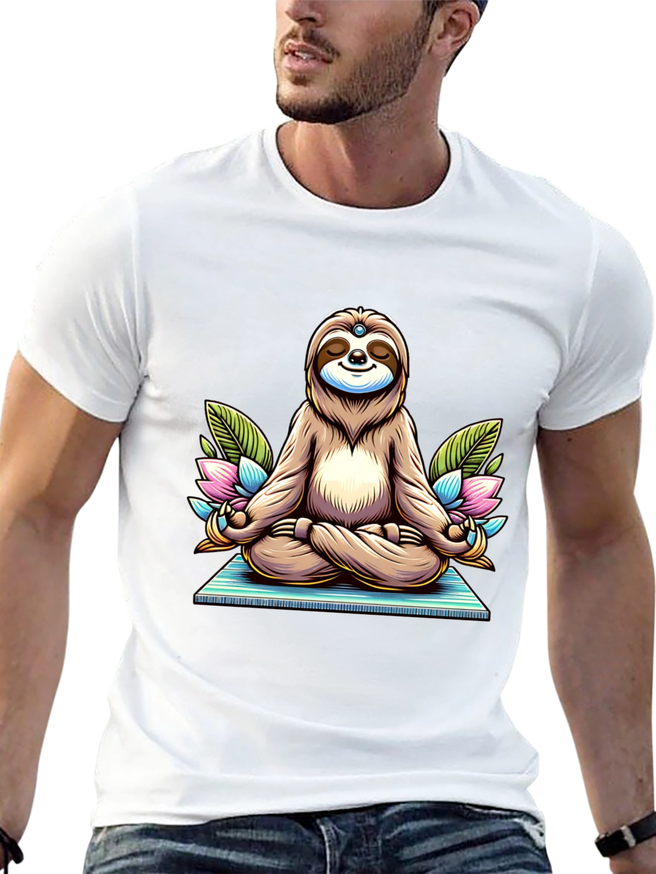 Meditating Sloth T-Shirt - Zen Cartoon Graphic Tee