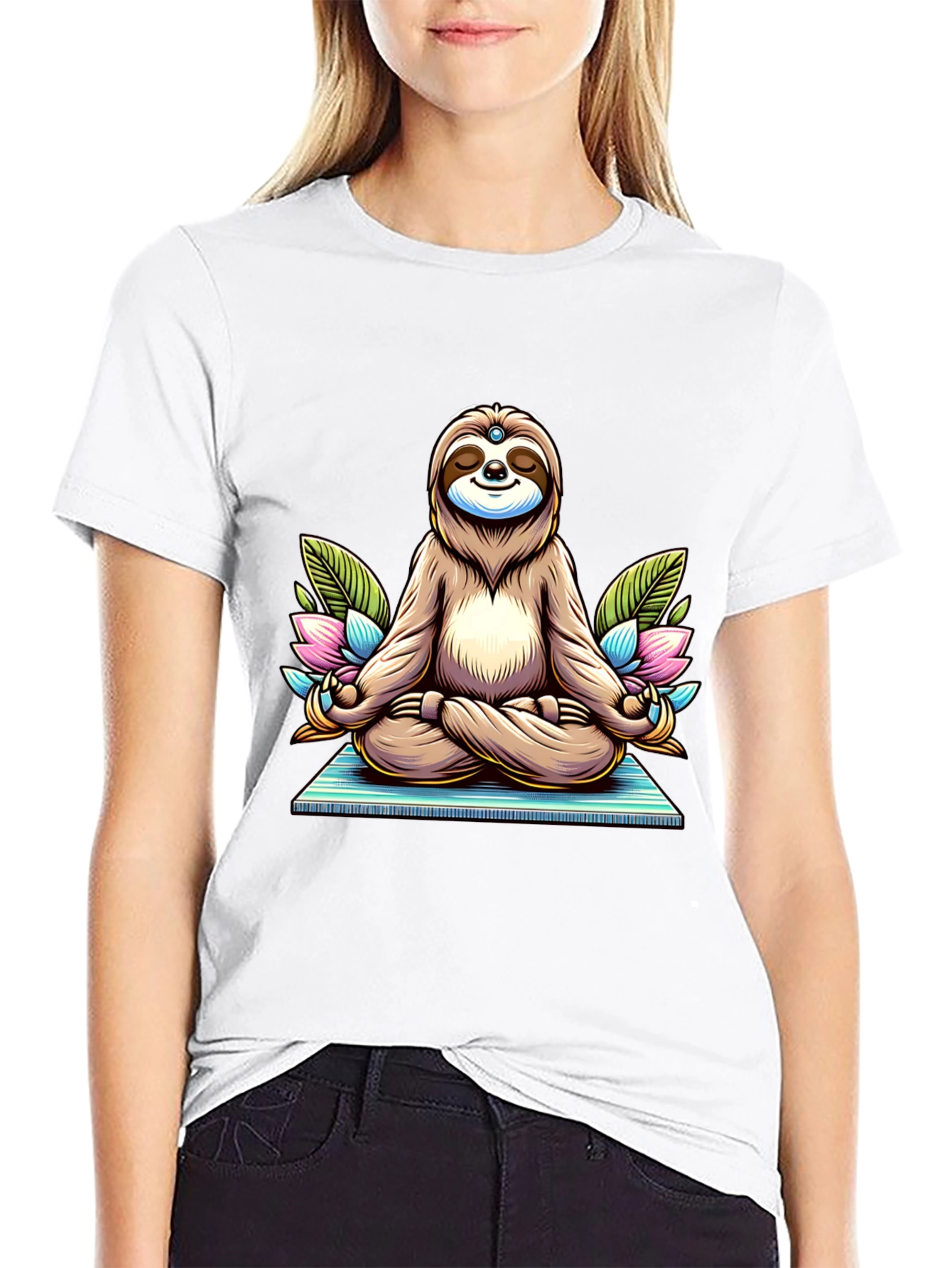 Meditating Sloth T-Shirt - Zen Cartoon Graphic Tee
