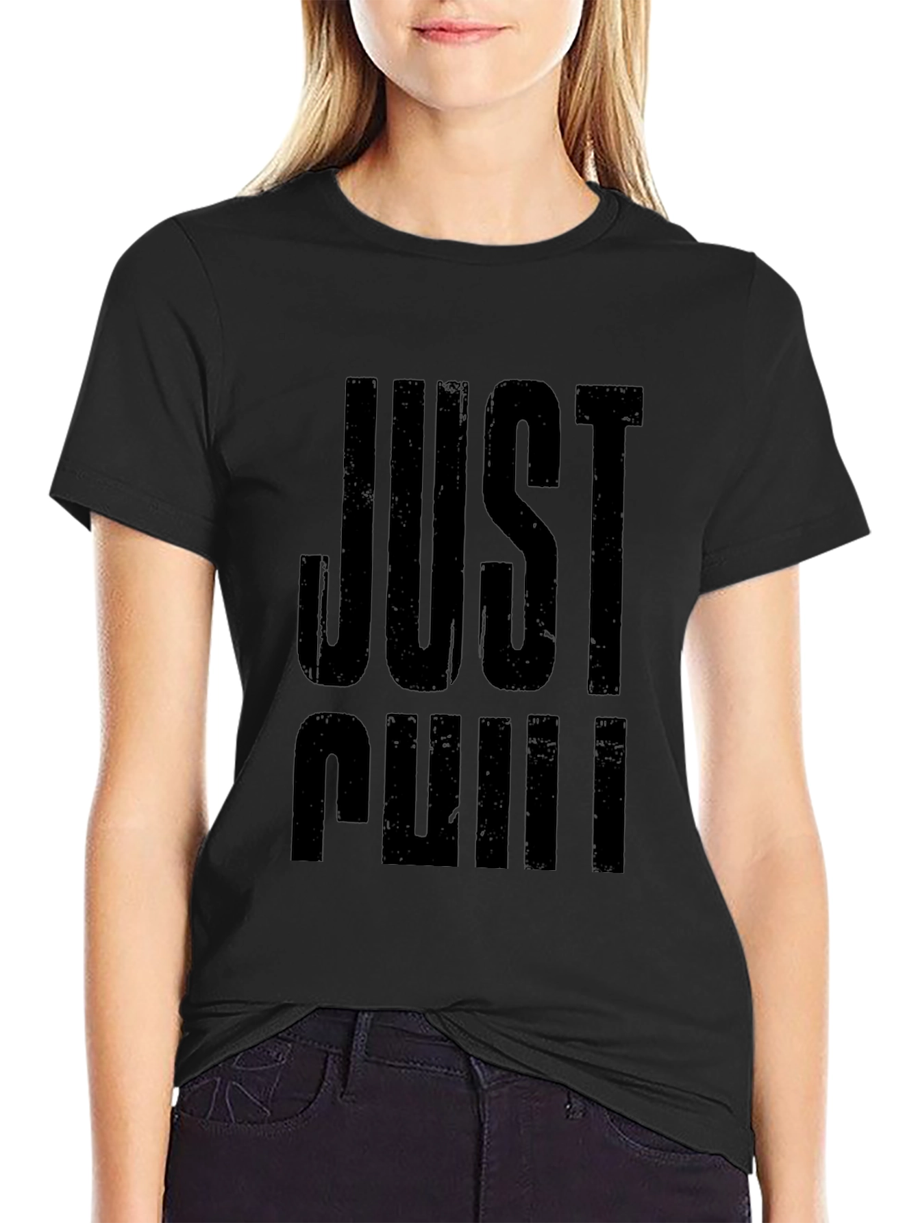 Just Chill Black Graphic Tee - Relaxed Fit