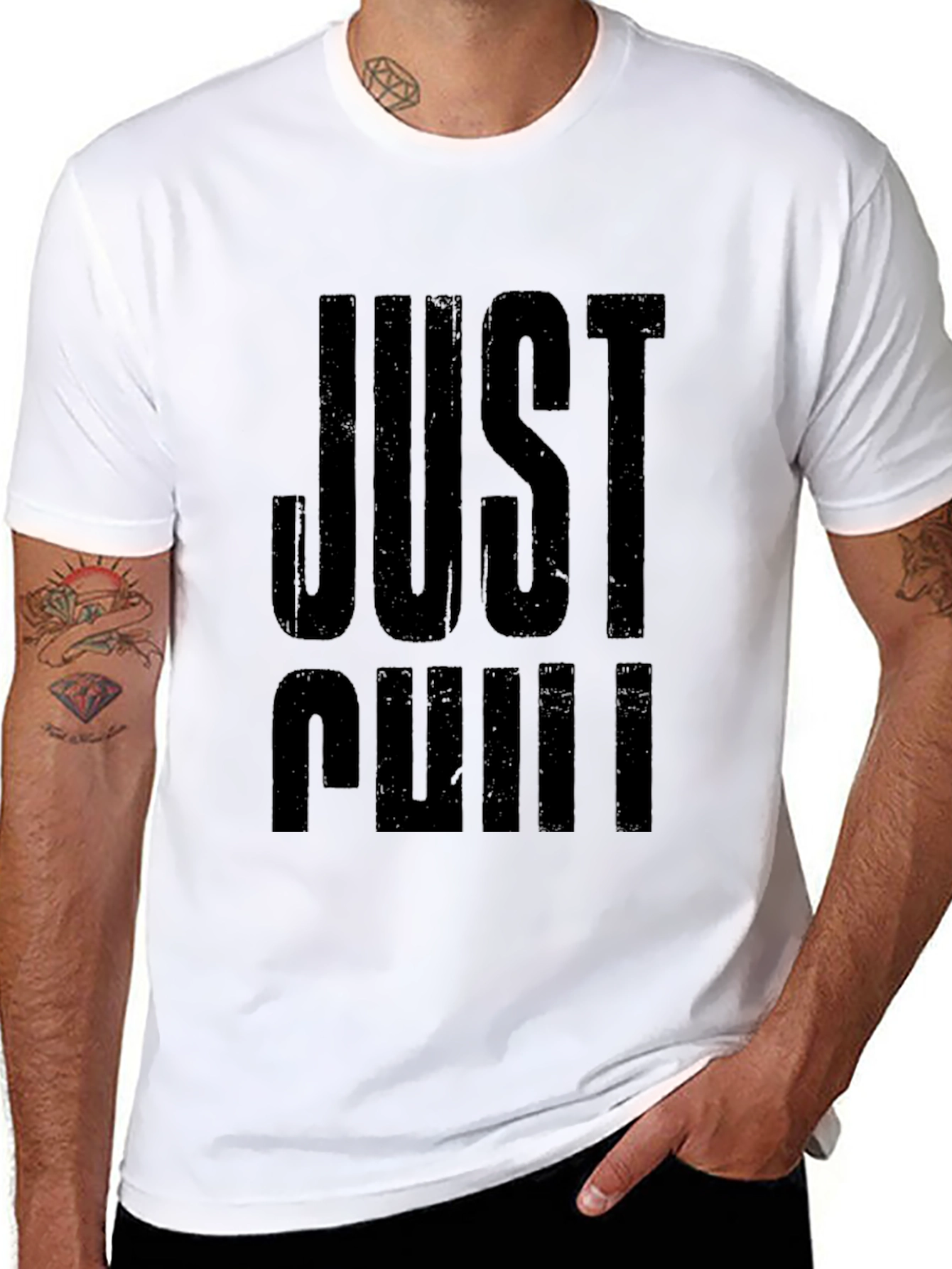 Just Chill Black Graphic Tee - Relaxed Fit