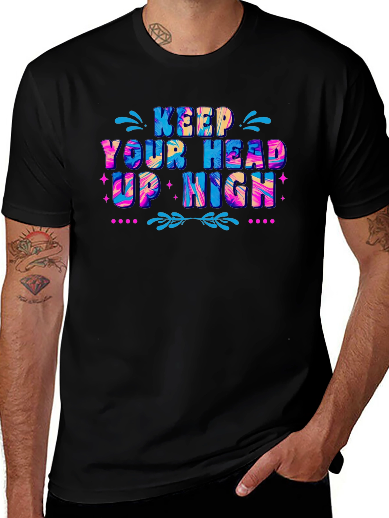 Keep Your Head Up High Graphic T-Shirt - Black