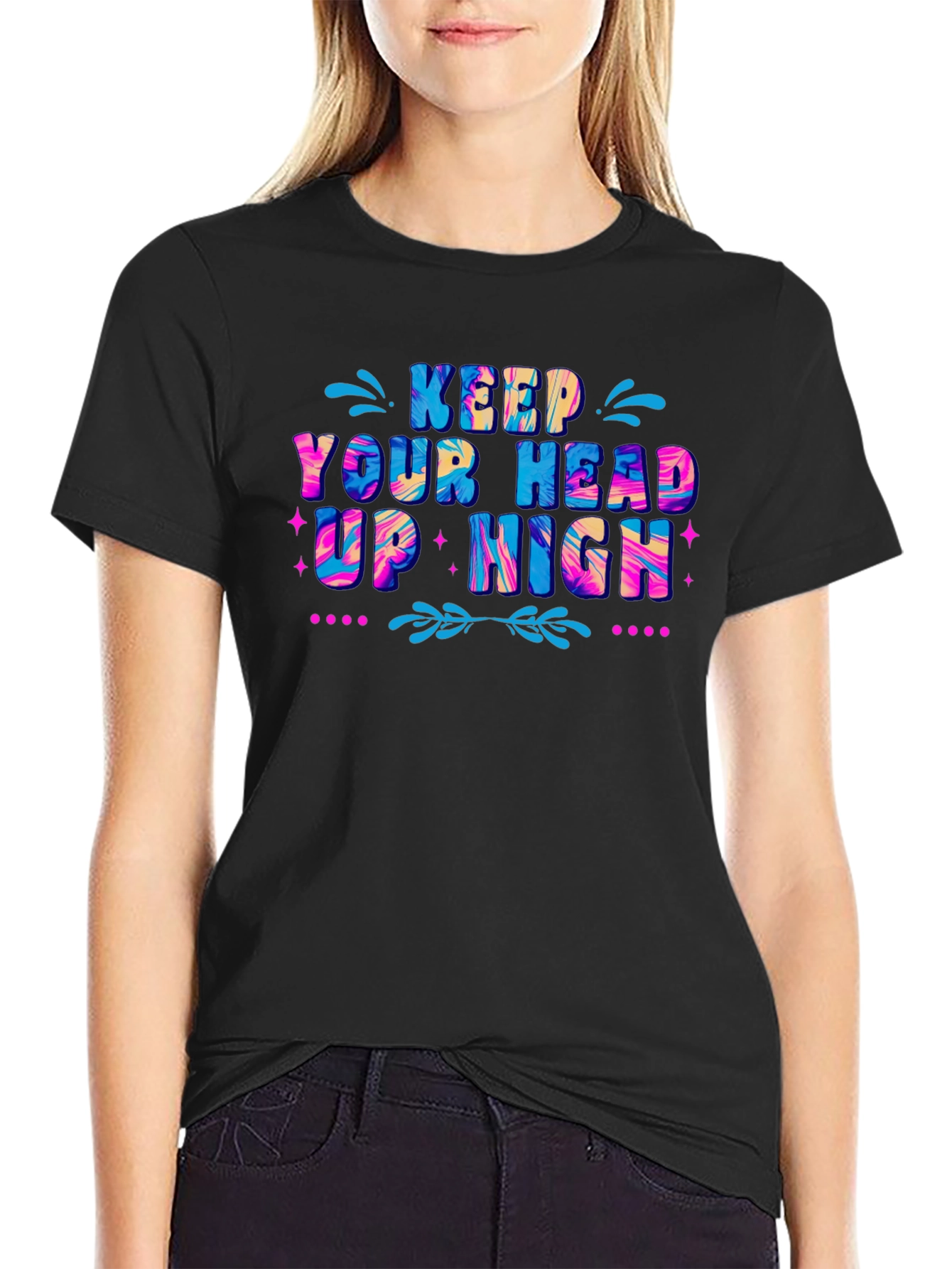 Keep Your Head Up High Graphic T-Shirt - Black