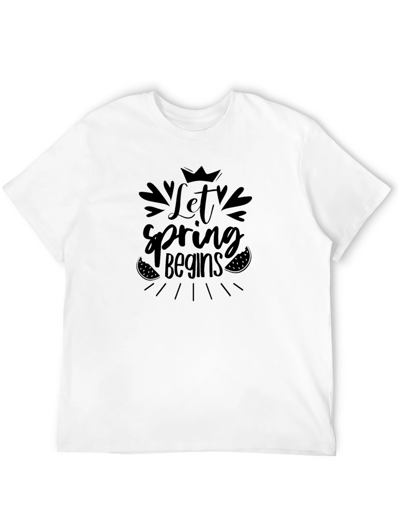 Let Spring Begins Black T-Shirt