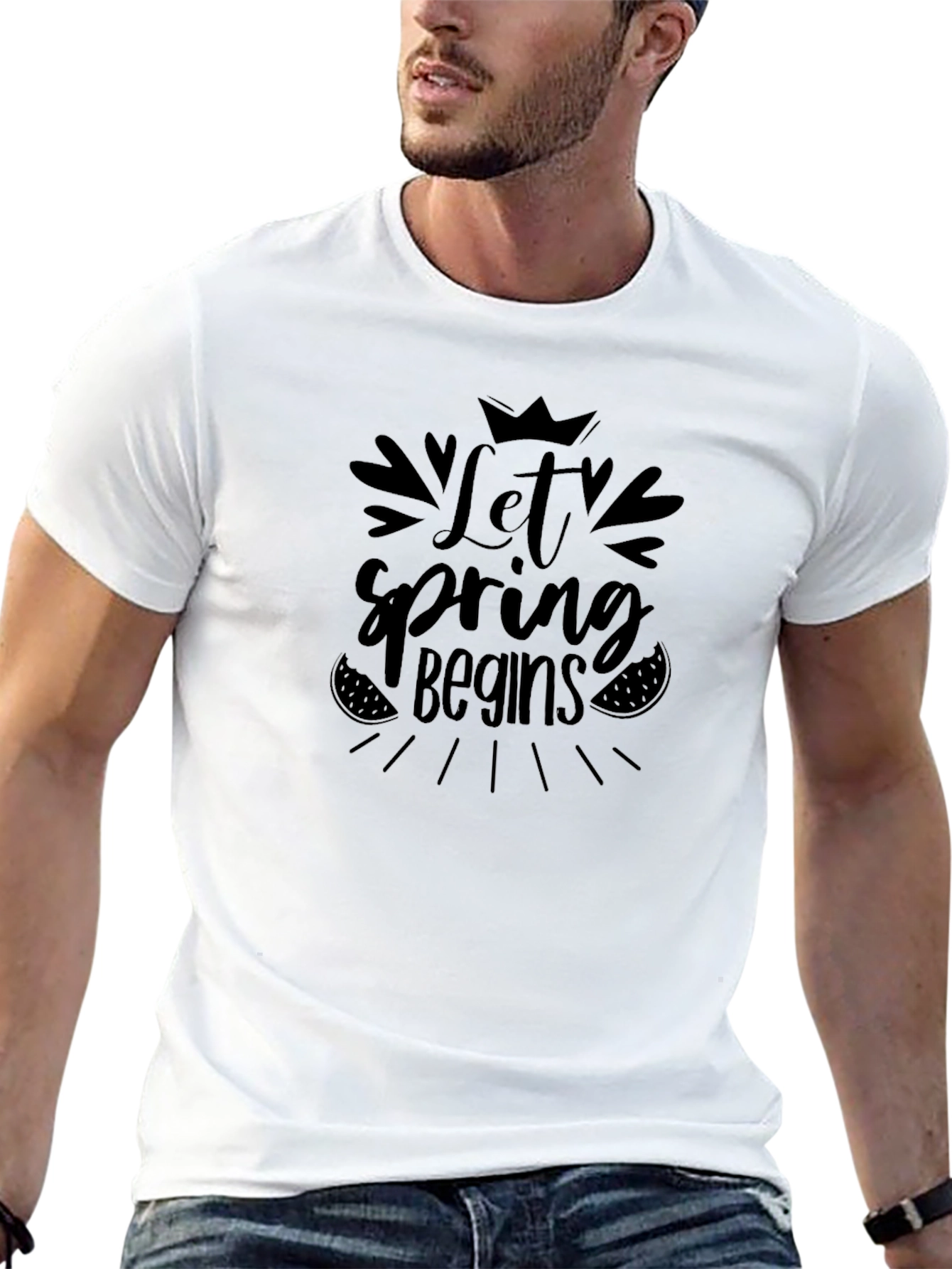 Let Spring Begins Black T-Shirt
