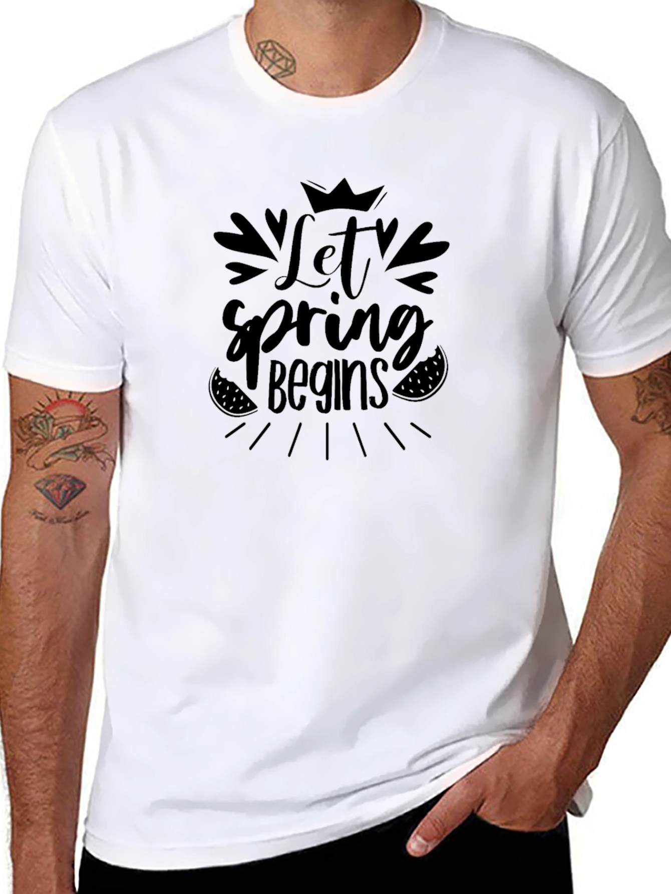 Let Spring Begins Black T-Shirt