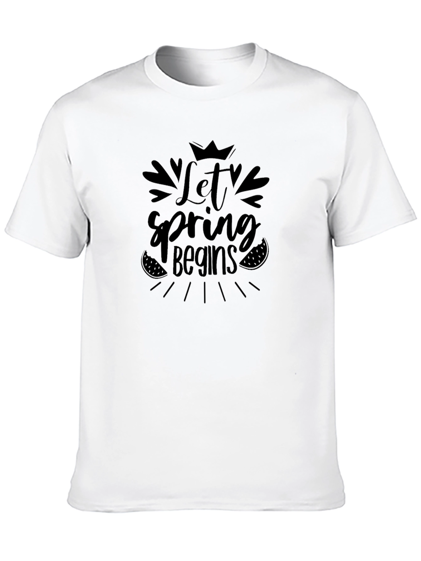 Let Spring Begins Black T-Shirt