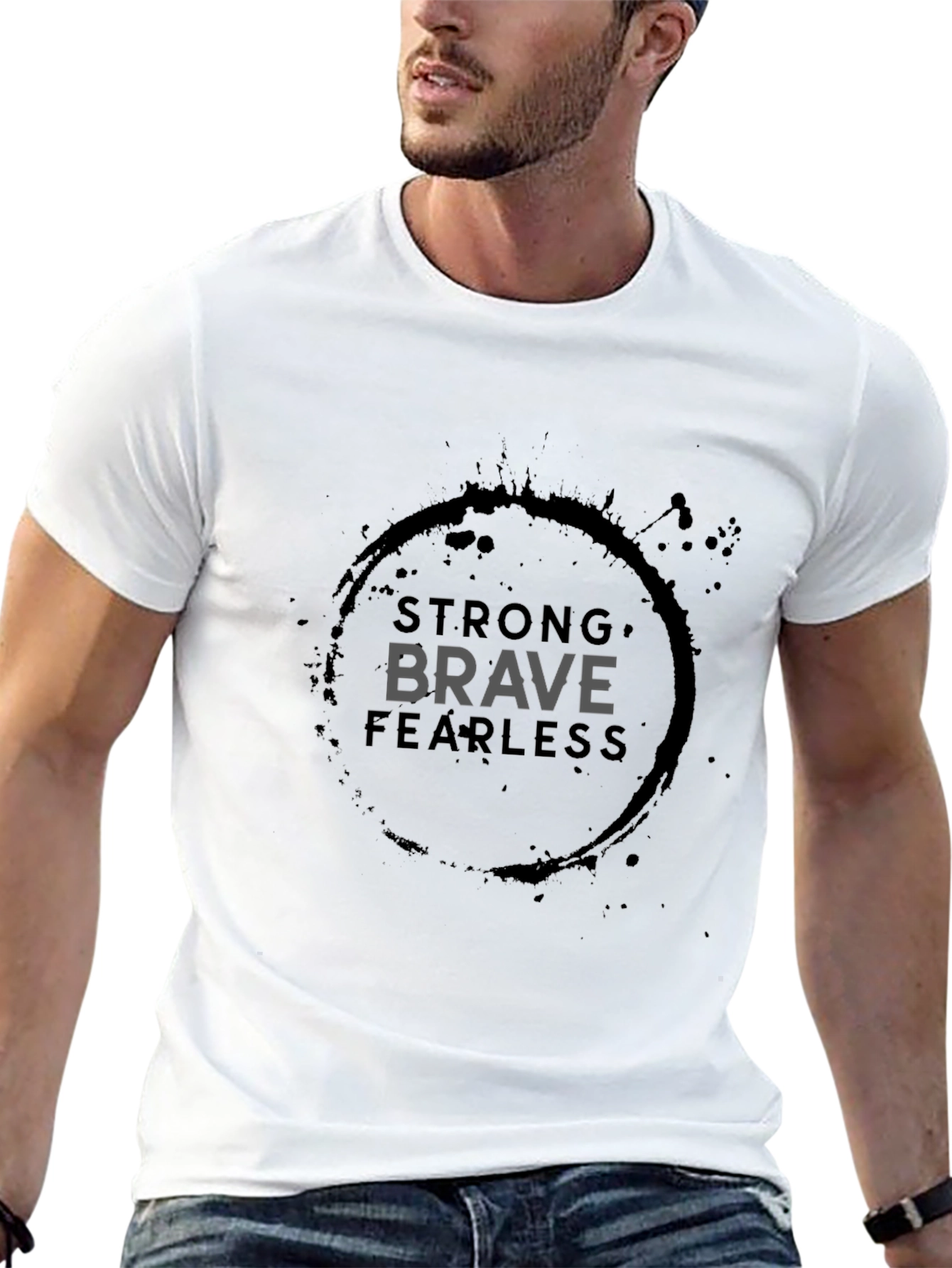 Strong Brave Fearless Graphic Tee - Black Cotton T-Shirt