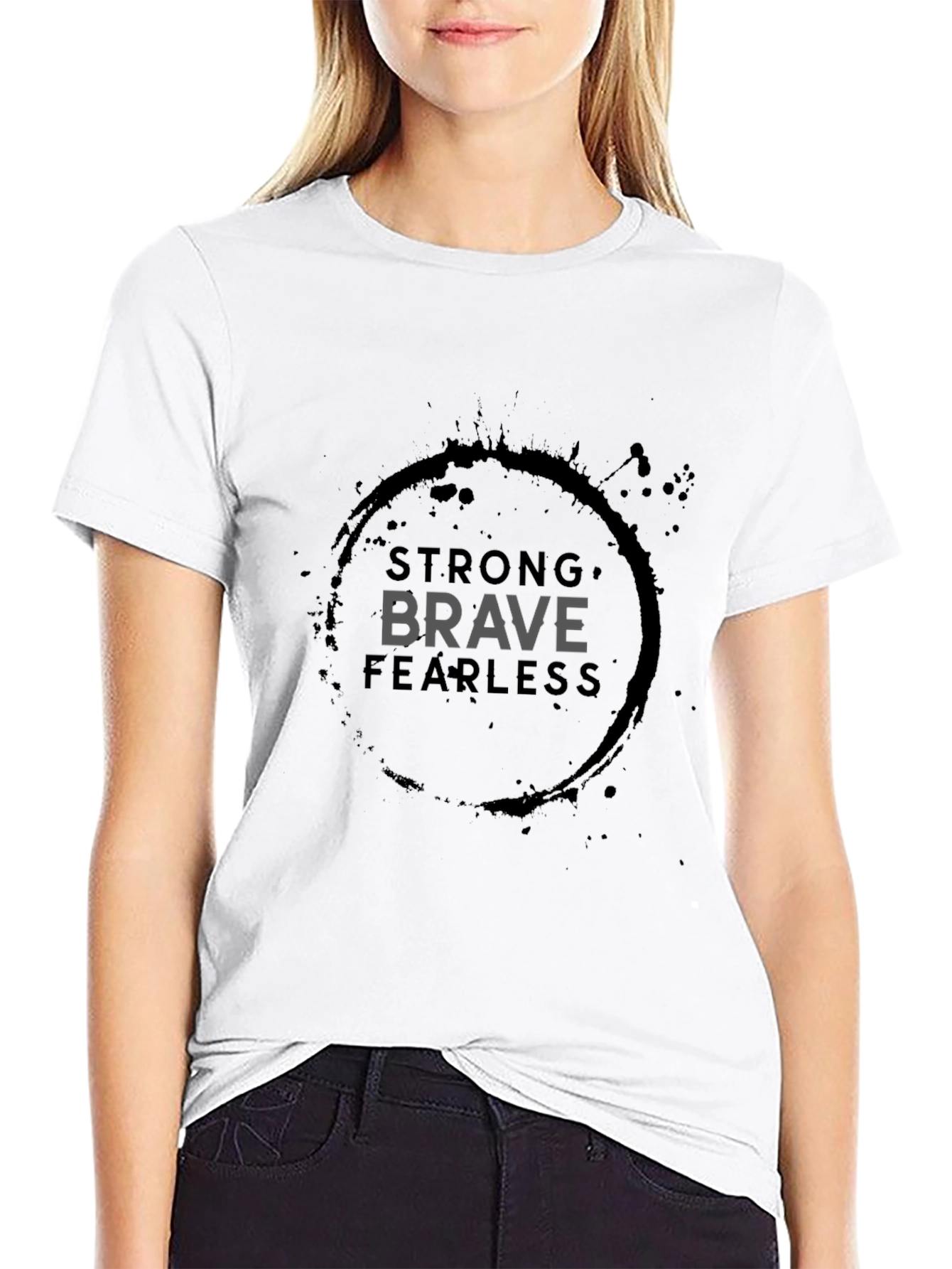 Strong Brave Fearless Graphic Tee - Black Cotton T-Shirt