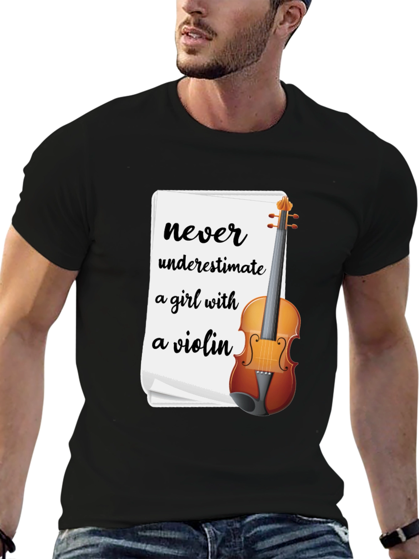 Never Underestimate a Girl with a Violin T-Shirt