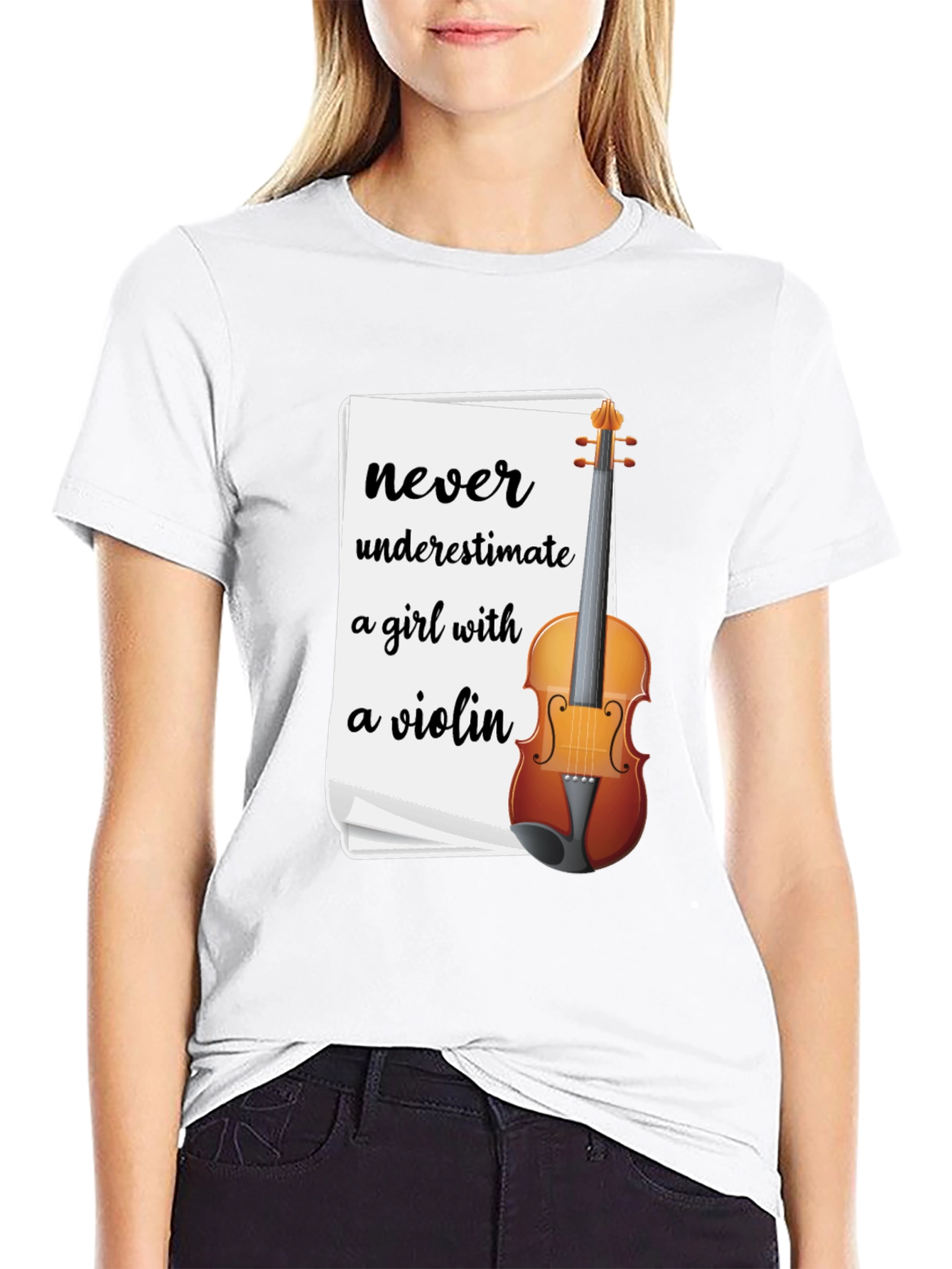 Never Underestimate a Girl with a Violin T-Shirt