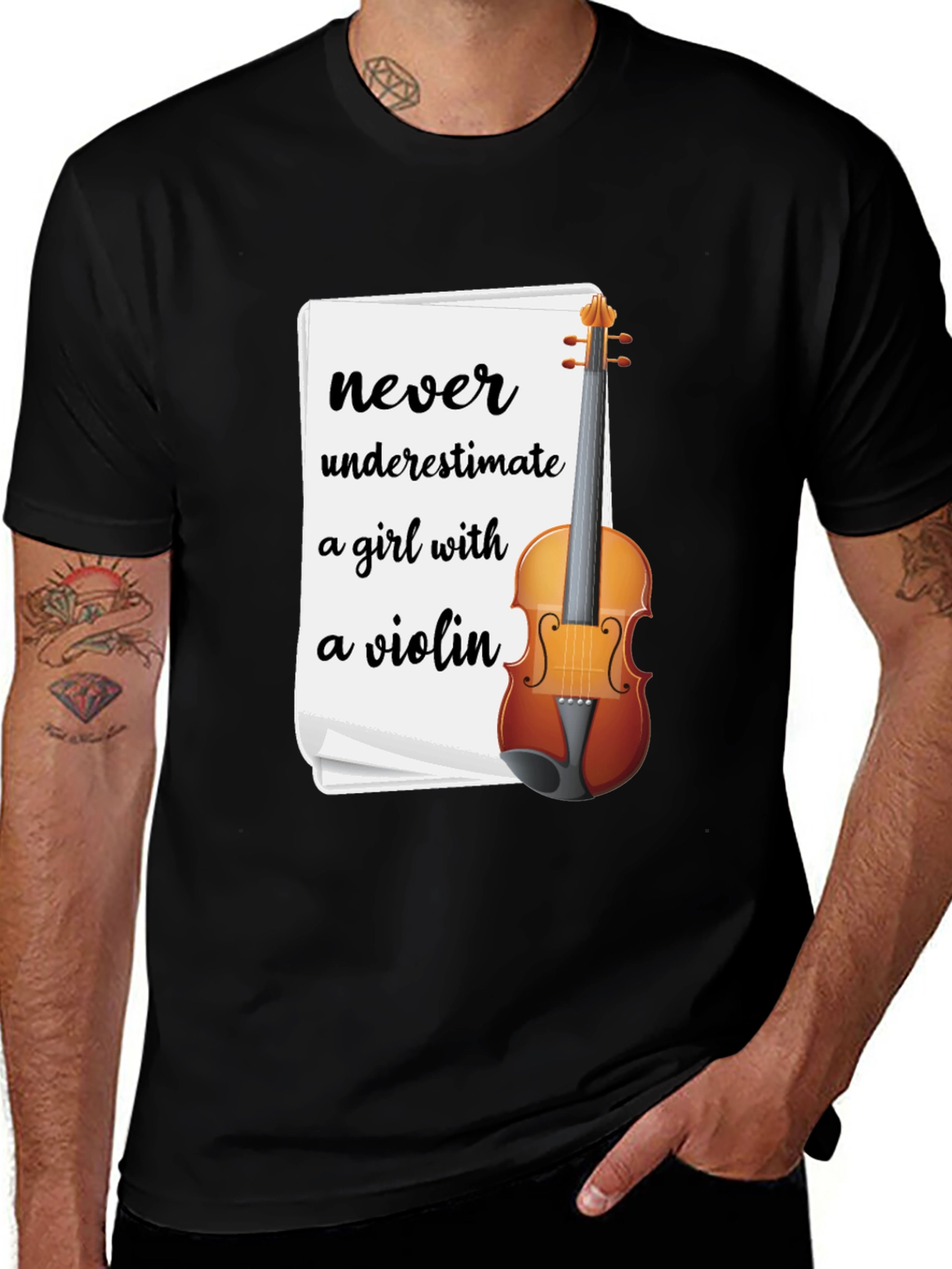 Never Underestimate a Girl with a Violin T-Shirt