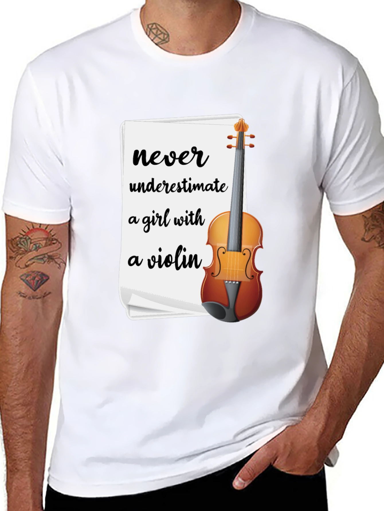 Never Underestimate a Girl with a Violin T-Shirt