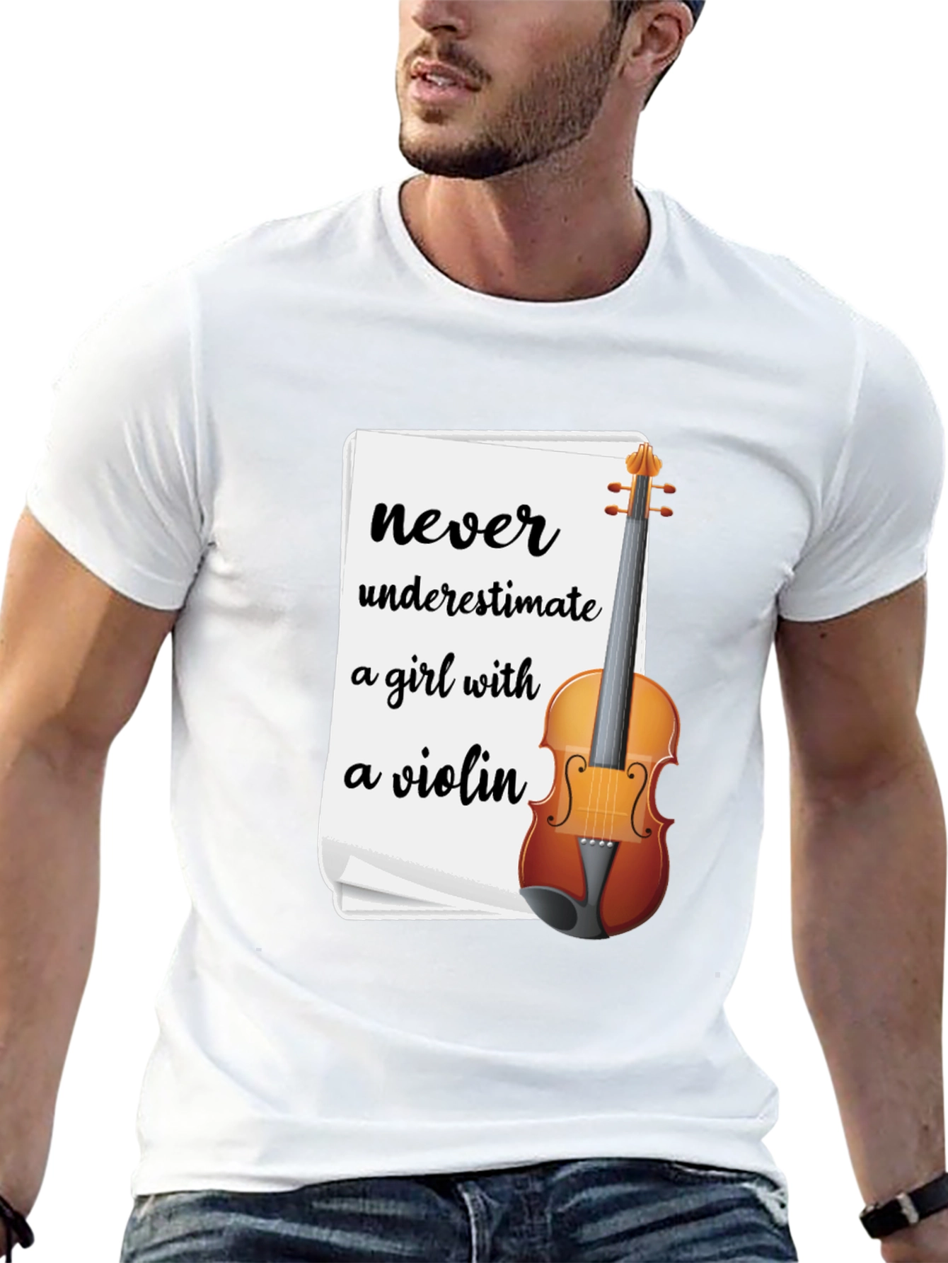 Never Underestimate a Girl with a Violin T-Shirt