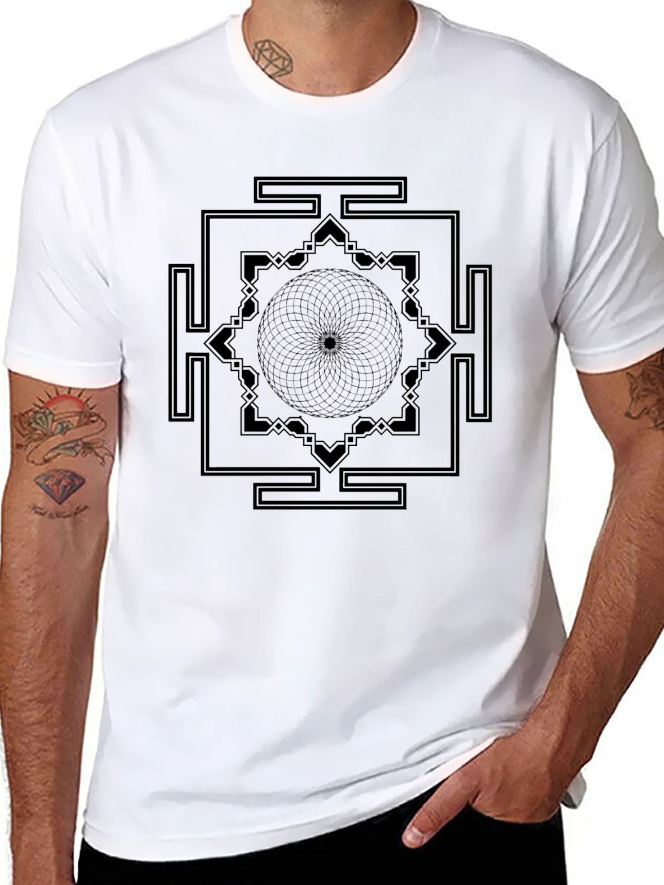 Geometric Design Black T-Shirt