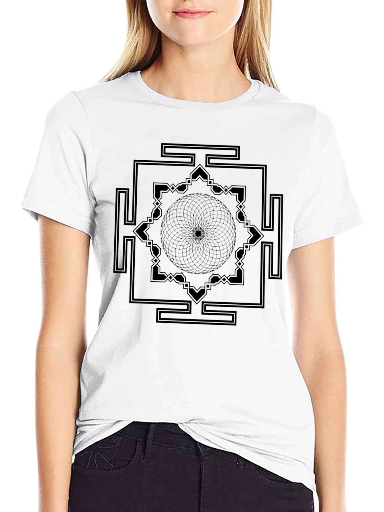 Geometric Design Black T-Shirt