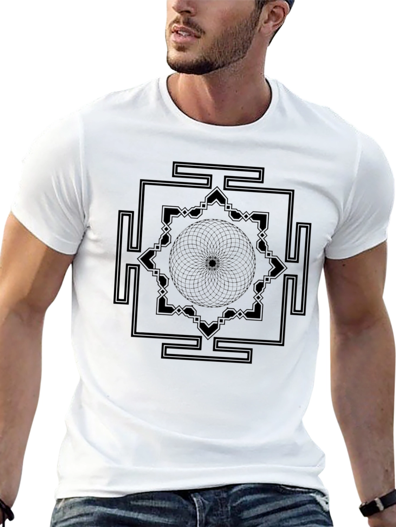 Geometric Design Black T-Shirt