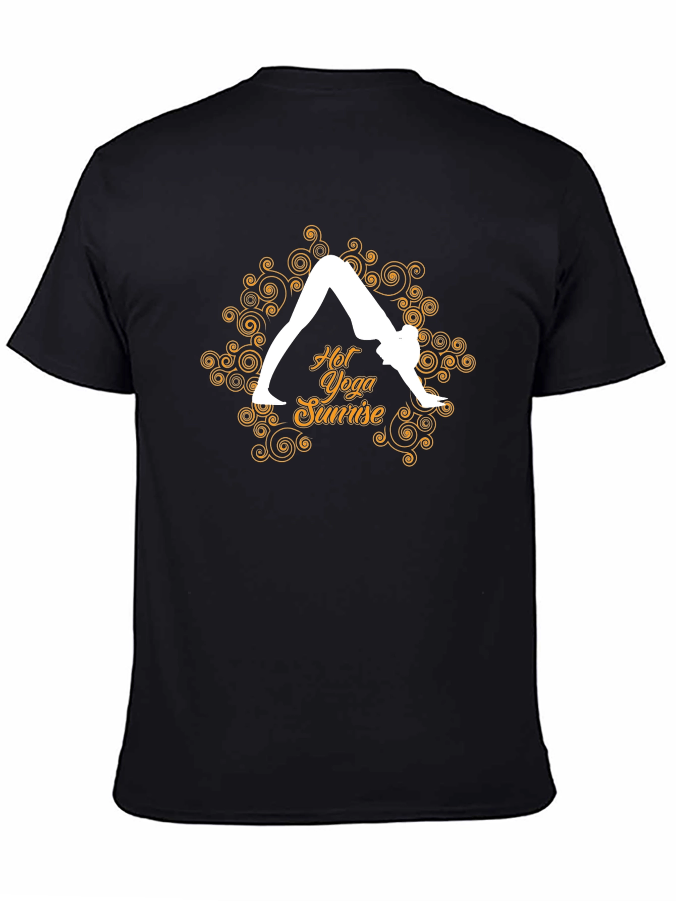 Yoga Sunrise Black Tee - Hot Yoga Design