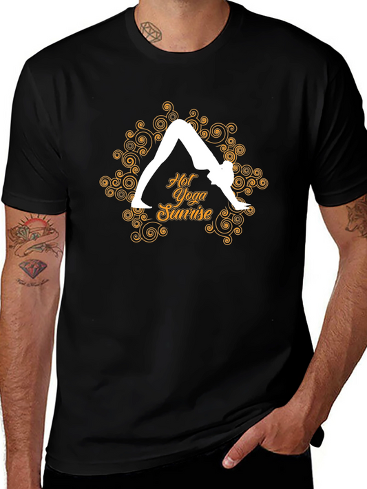 Yoga Sunrise Black Tee - Hot Yoga Design