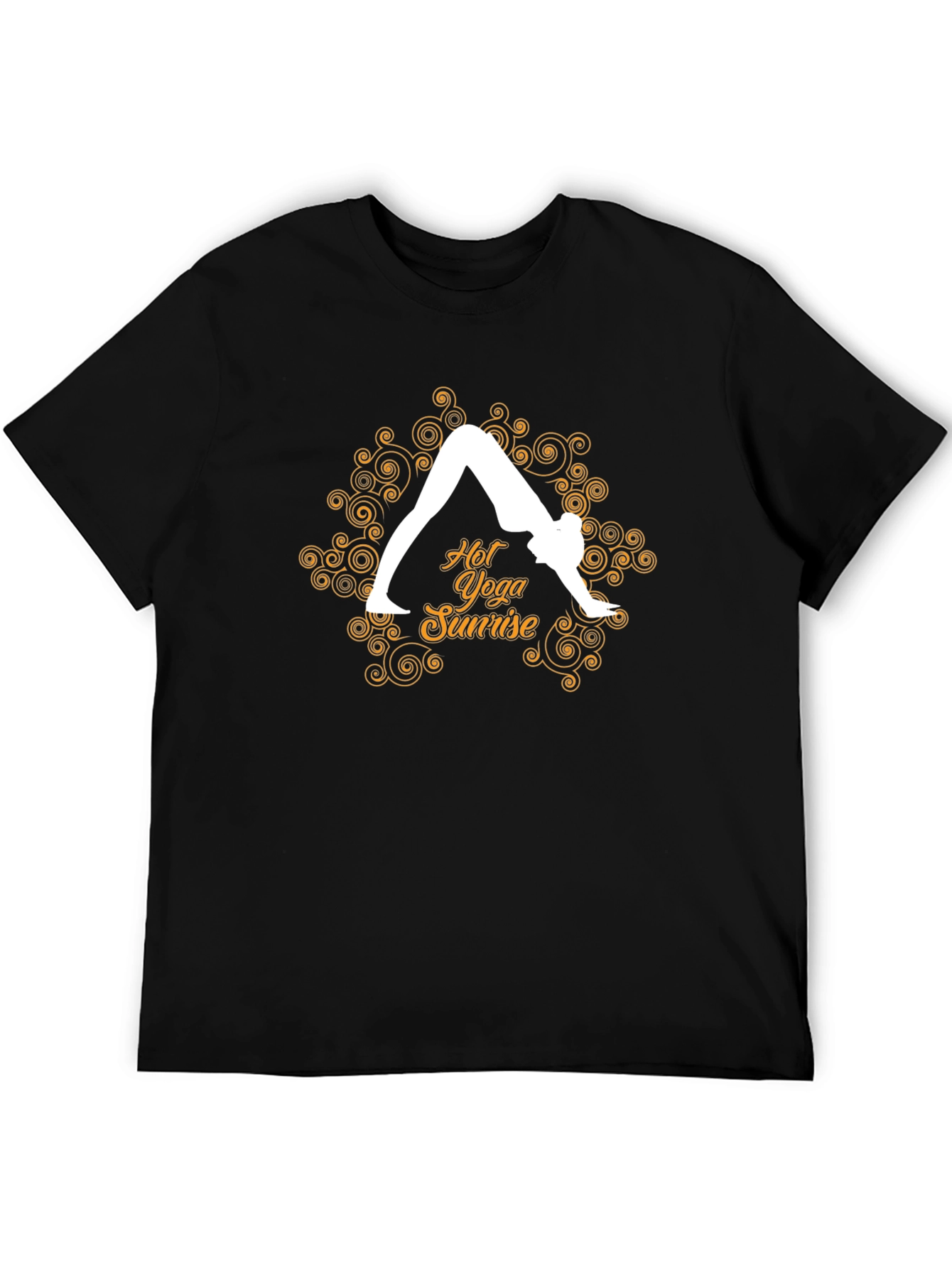 Yoga Sunrise Black Tee - Hot Yoga Design