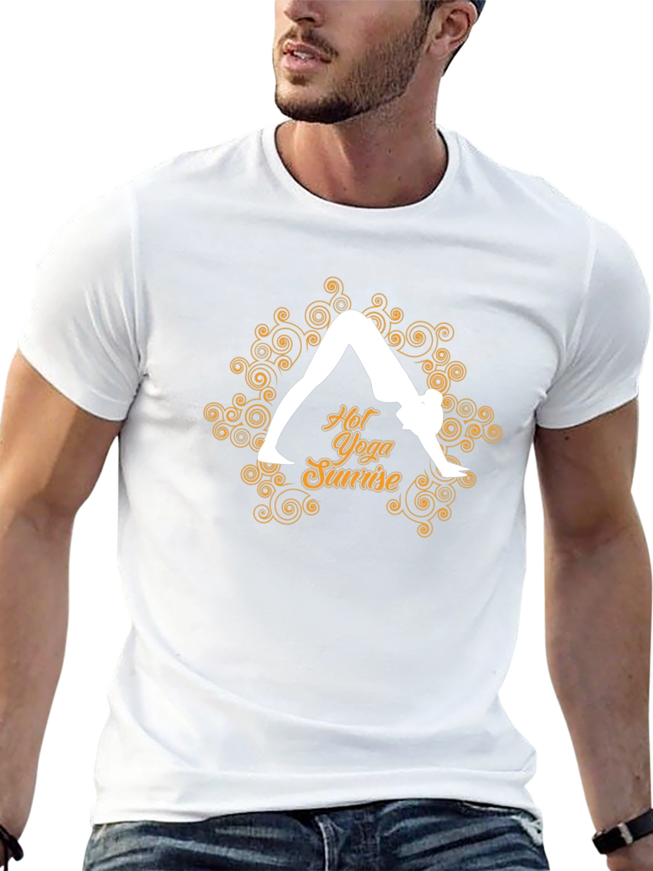 Yoga Sunrise Black Tee - Hot Yoga Design