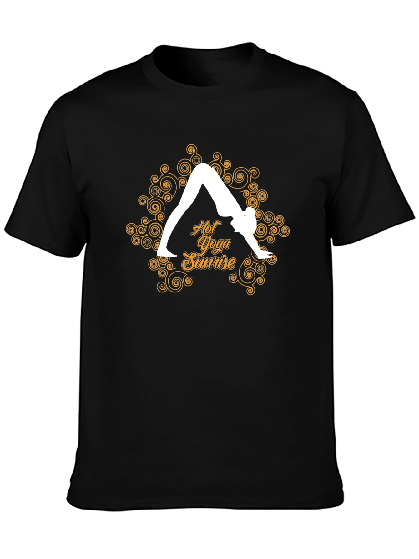 Yoga Sunrise Black Tee - Hot Yoga Design