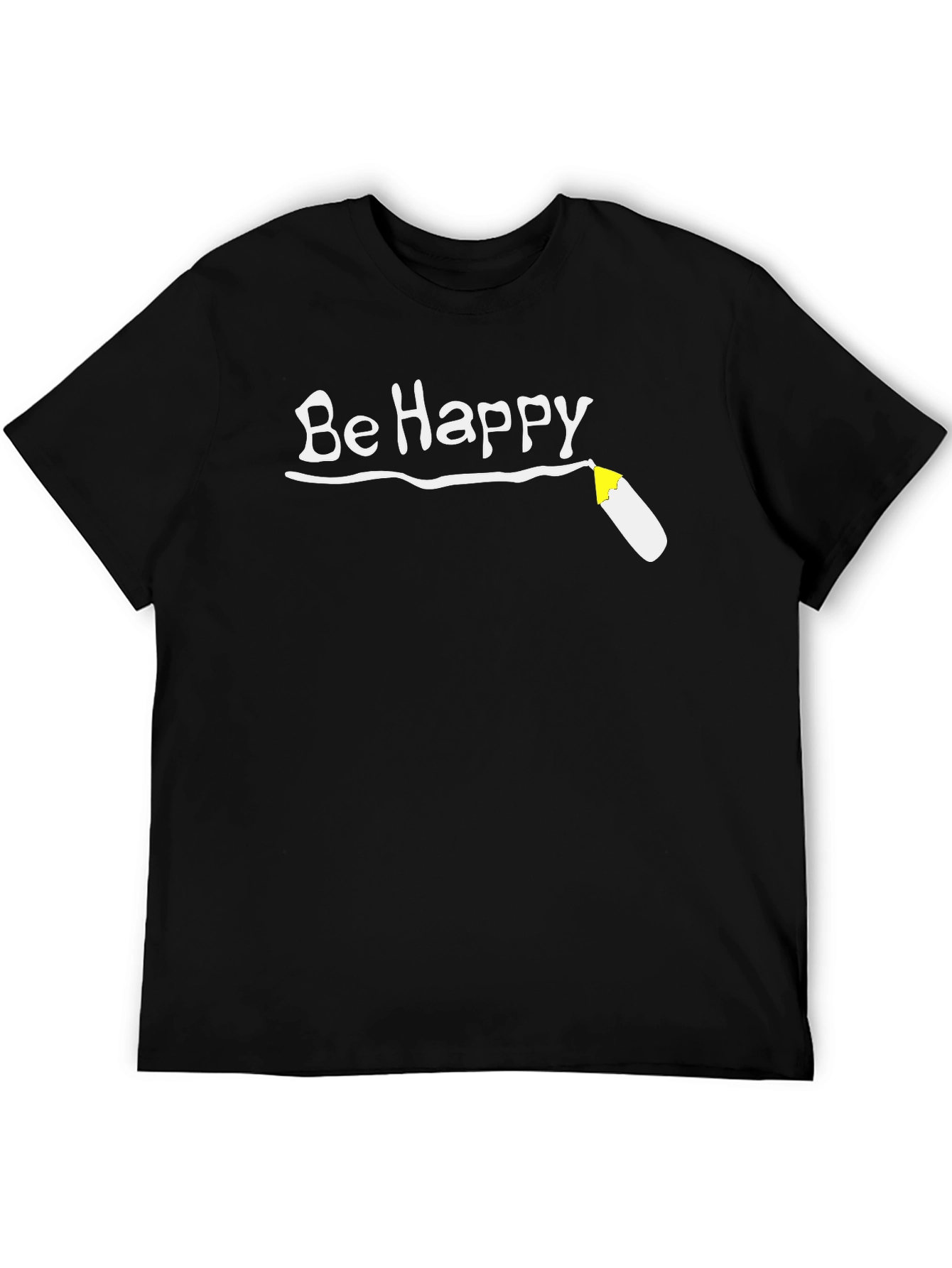 Be Happy T-Shirt - Black Graphic Tee