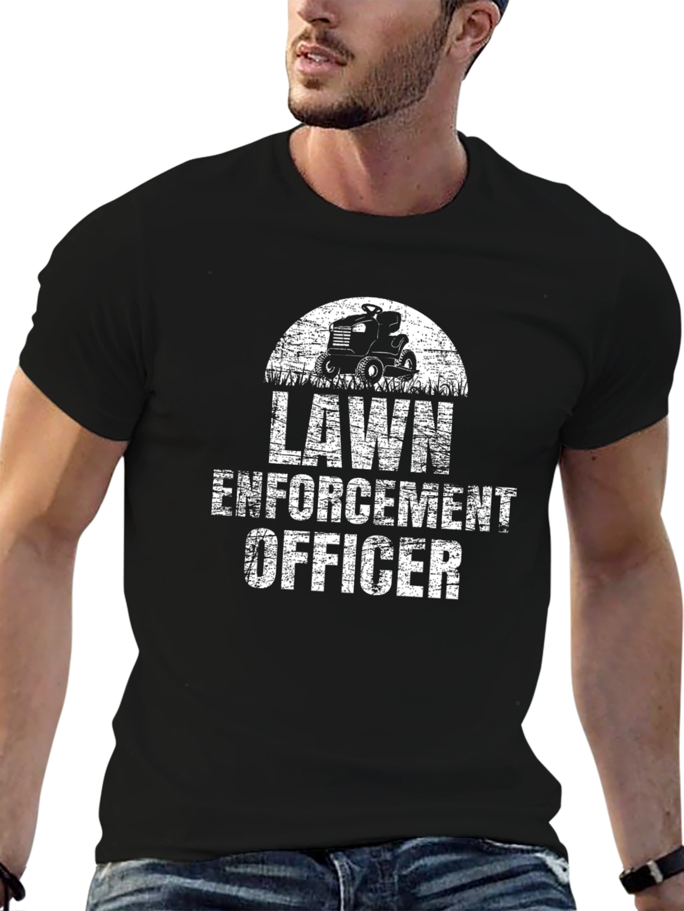 Lawn Enforcement Officer Black Graphic T-Shirt