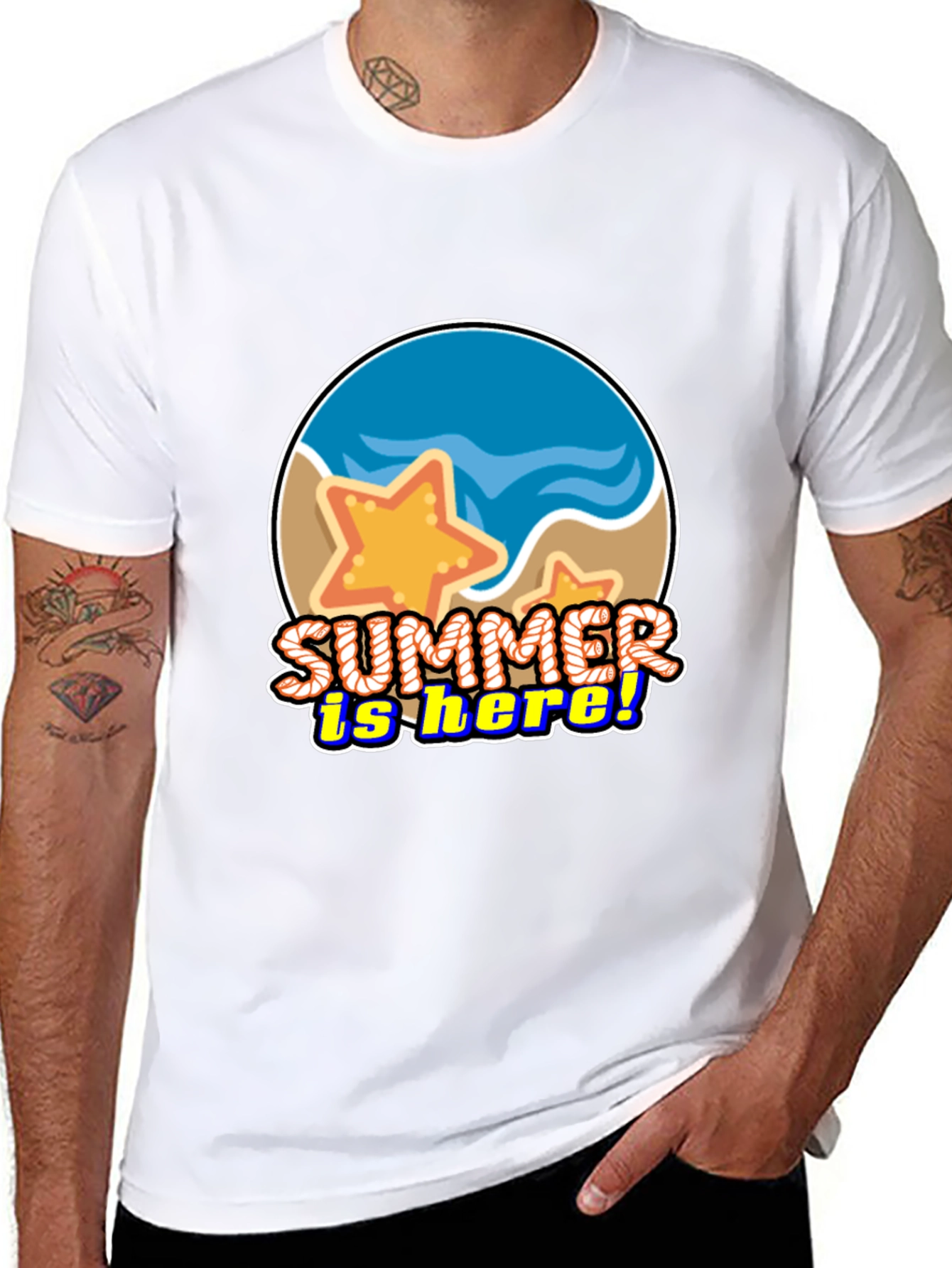 Summer is Here! Graphic T-Shirt - Beach Starfish Design
