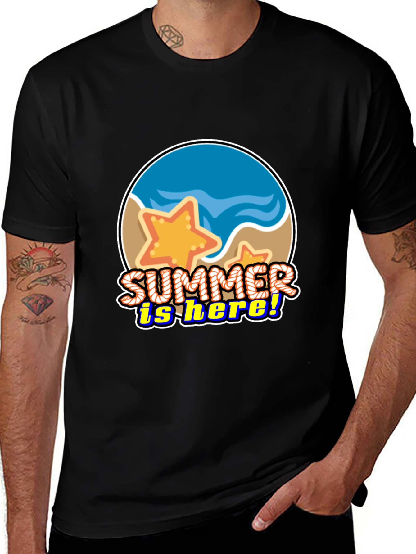 Summer is Here! Graphic T-Shirt - Beach Starfish Design