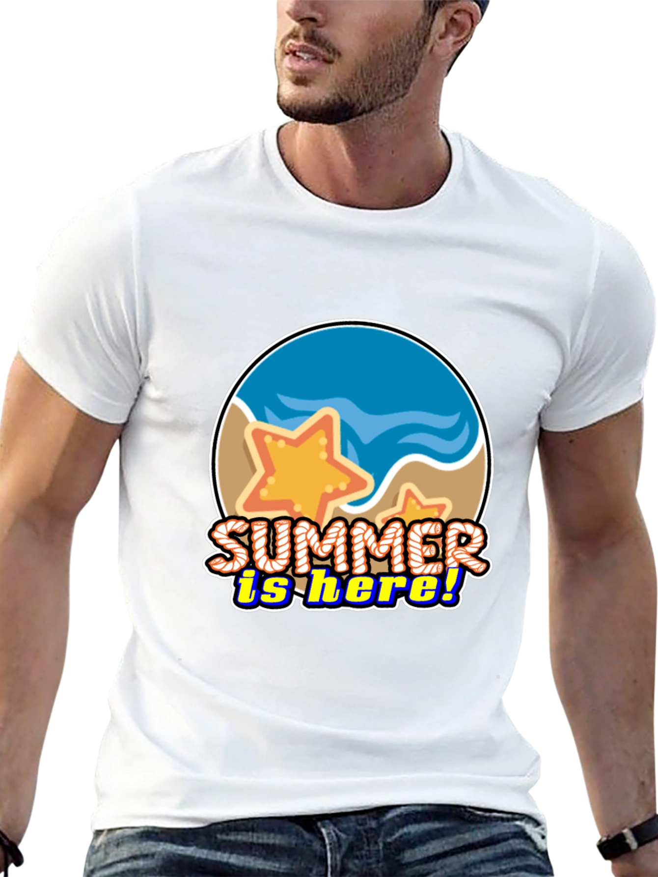 Summer is Here! Graphic T-Shirt - Beach Starfish Design