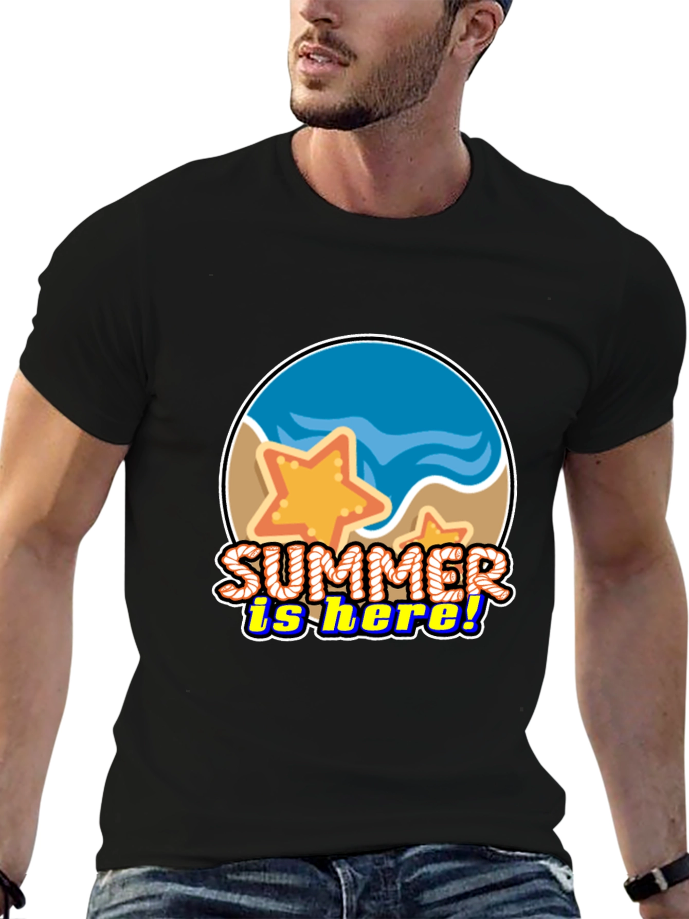 Summer is Here! Graphic T-Shirt - Beach Starfish Design