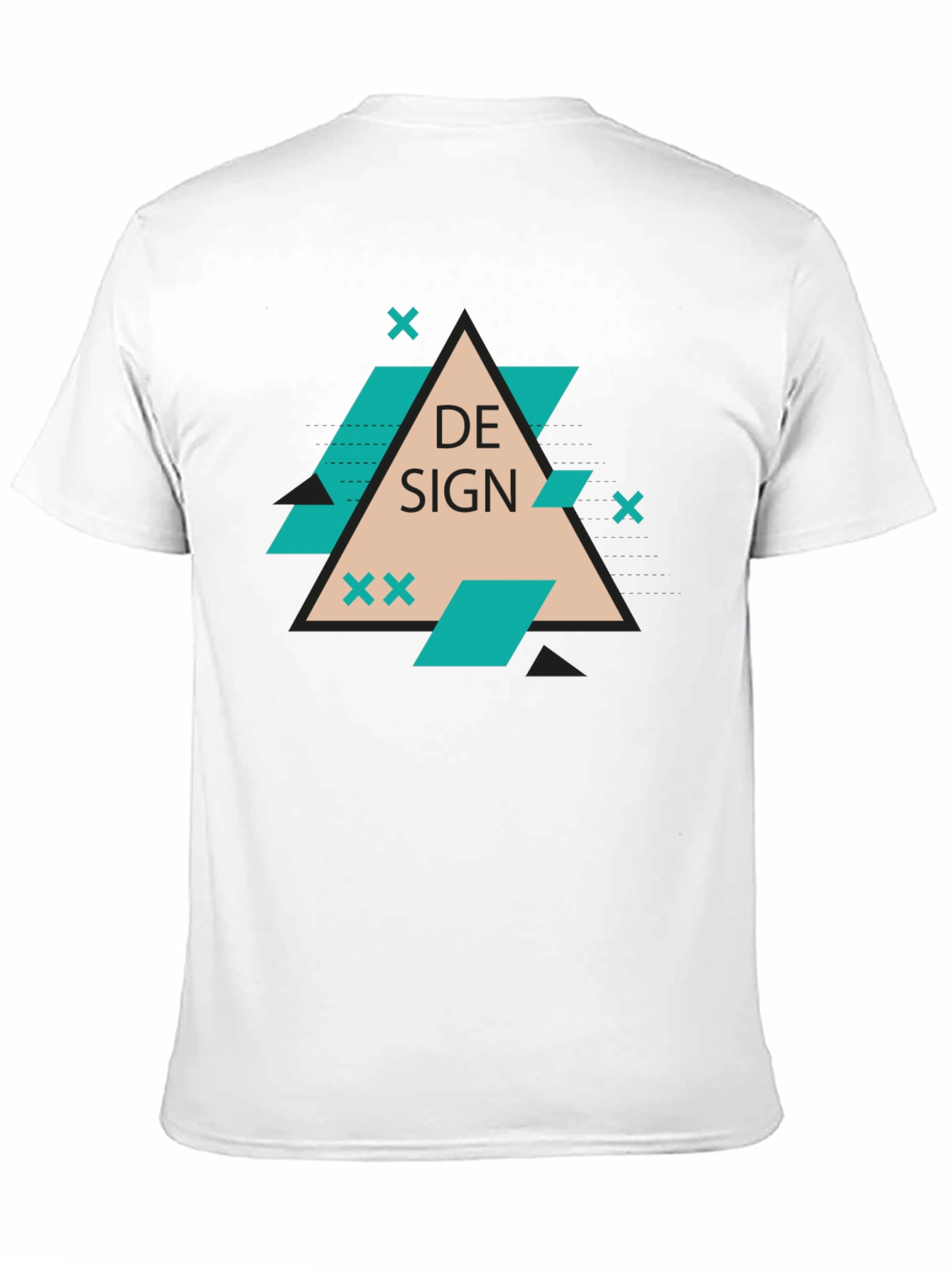 Modern Graphic Design Tee - Black Cotton Blend