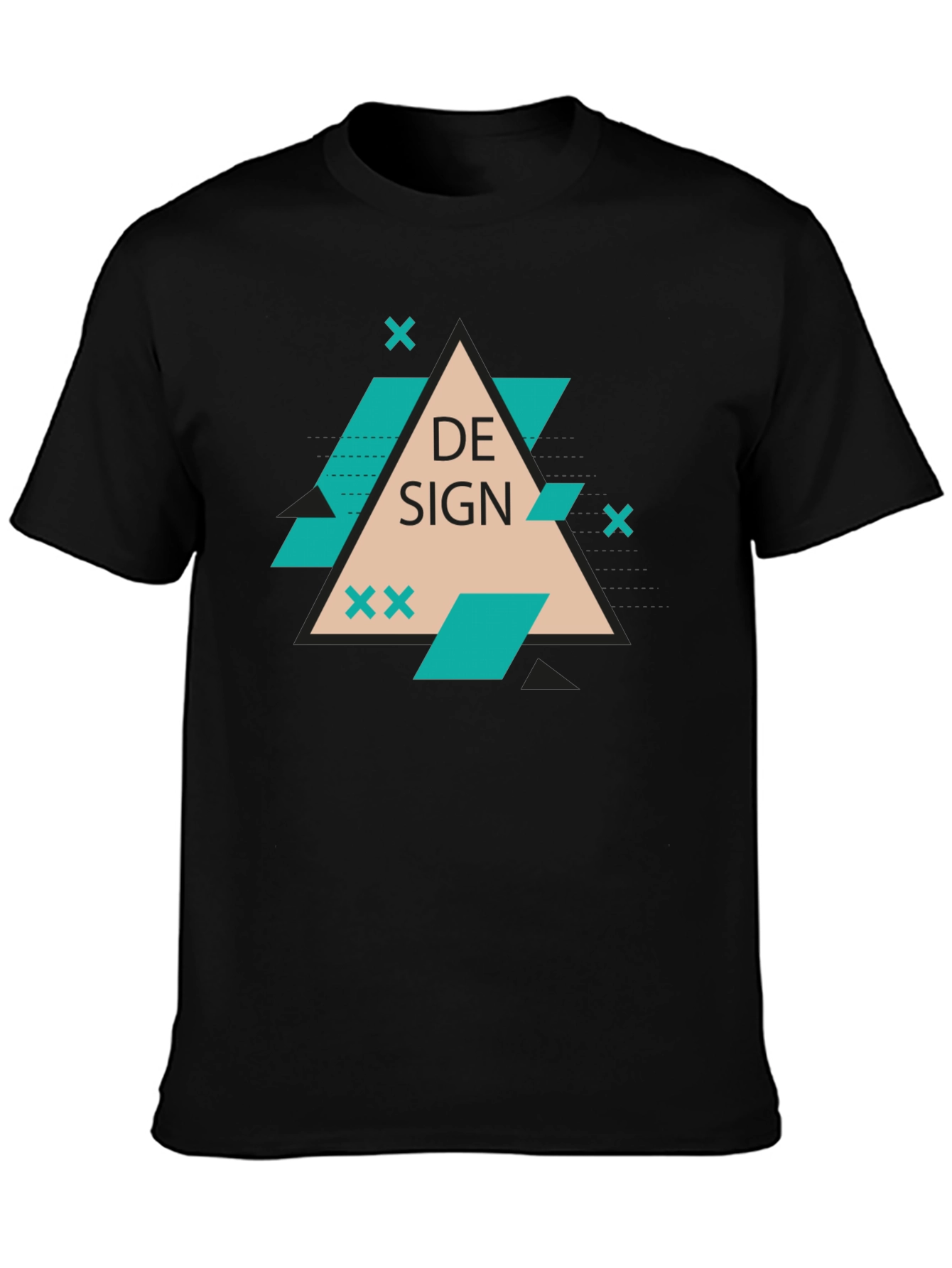 Modern Graphic Design Tee - Black Cotton Blend