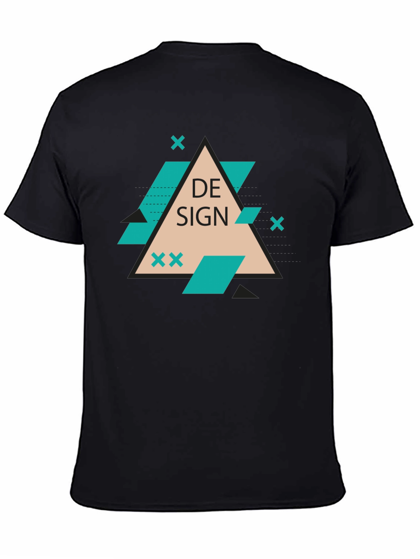 Modern Graphic Design Tee - Black Cotton Blend