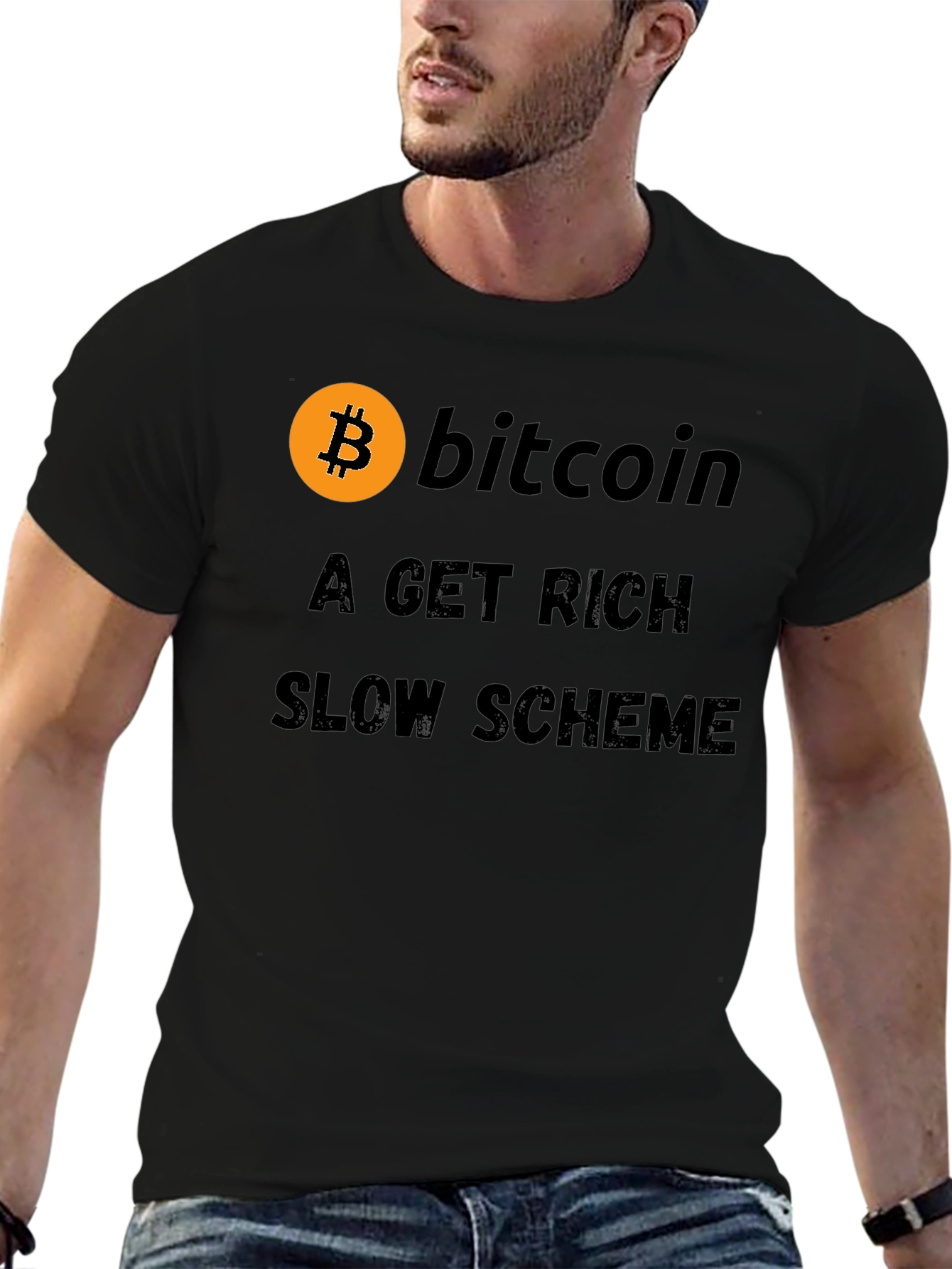 Bitcoin Get Rich Slow Scheme Black T-Shirt