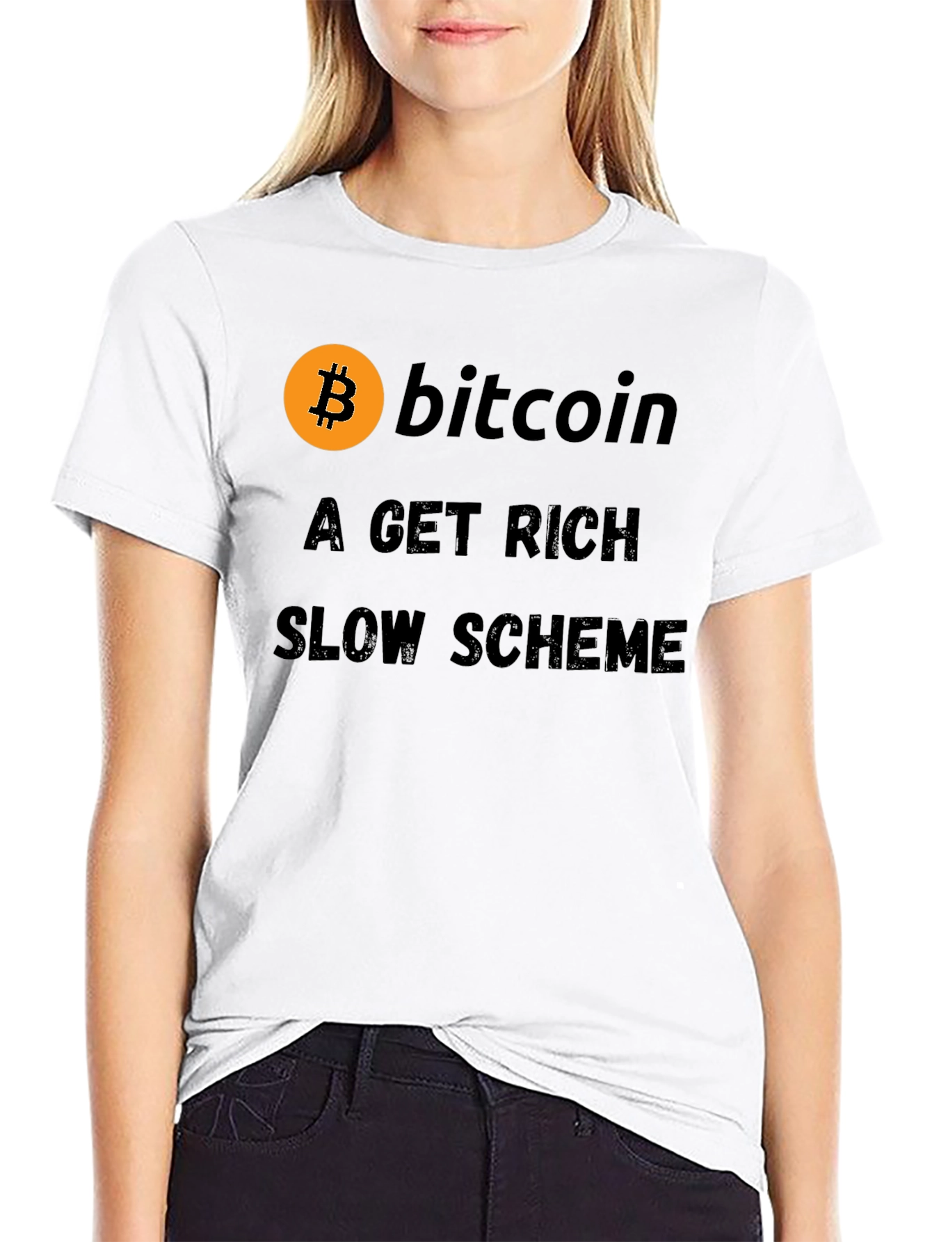 Bitcoin Get Rich Slow Scheme Black T-Shirt