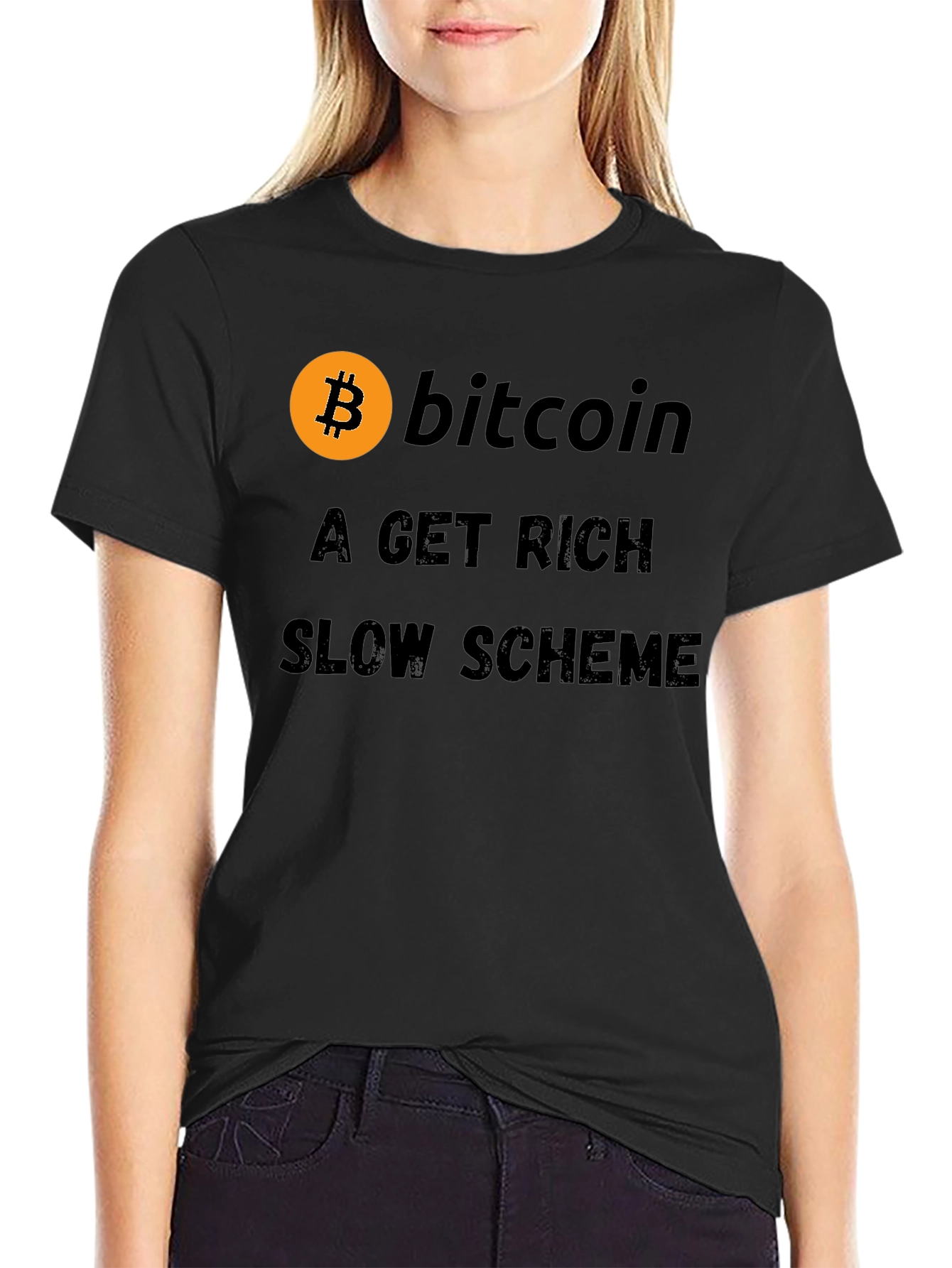Bitcoin Get Rich Slow Scheme Black T-Shirt