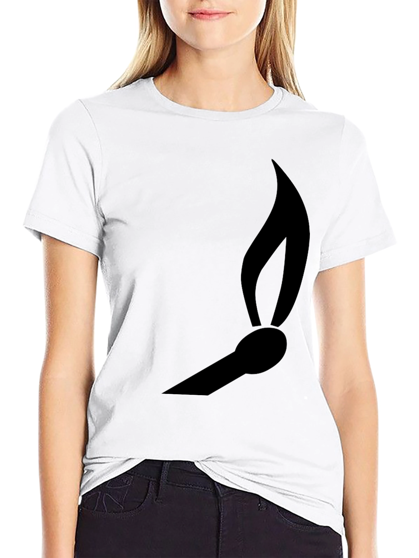 Matchstick Flame Graphic Tee - Black Cotton Casual Shirt