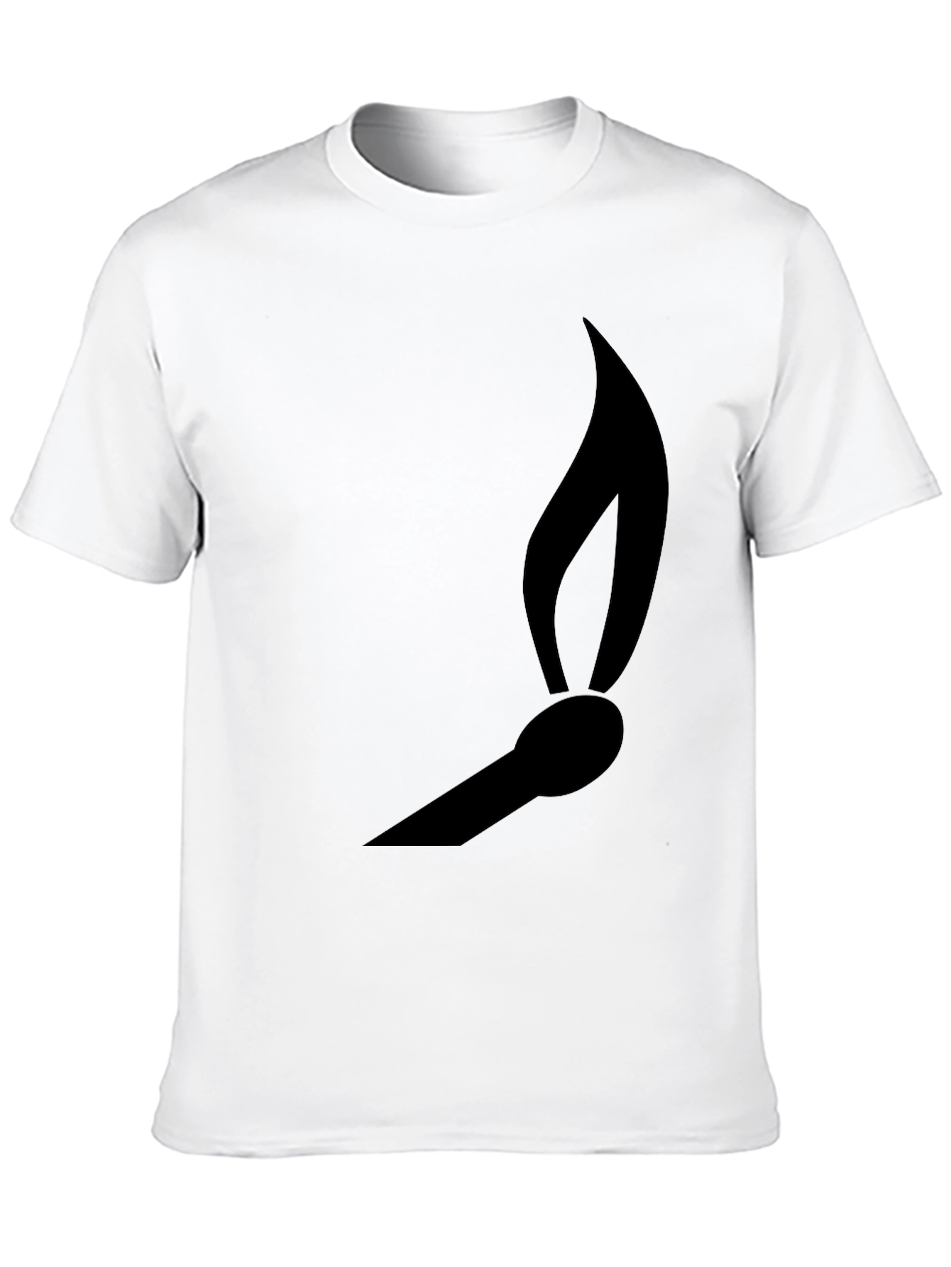 Matchstick Flame Graphic Tee - Black Cotton Casual Shirt