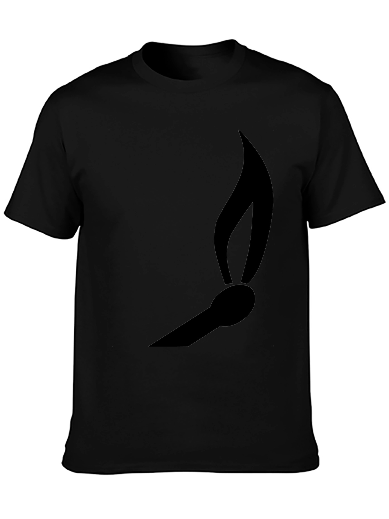 Matchstick Flame Graphic Tee - Black Cotton Casual Shirt